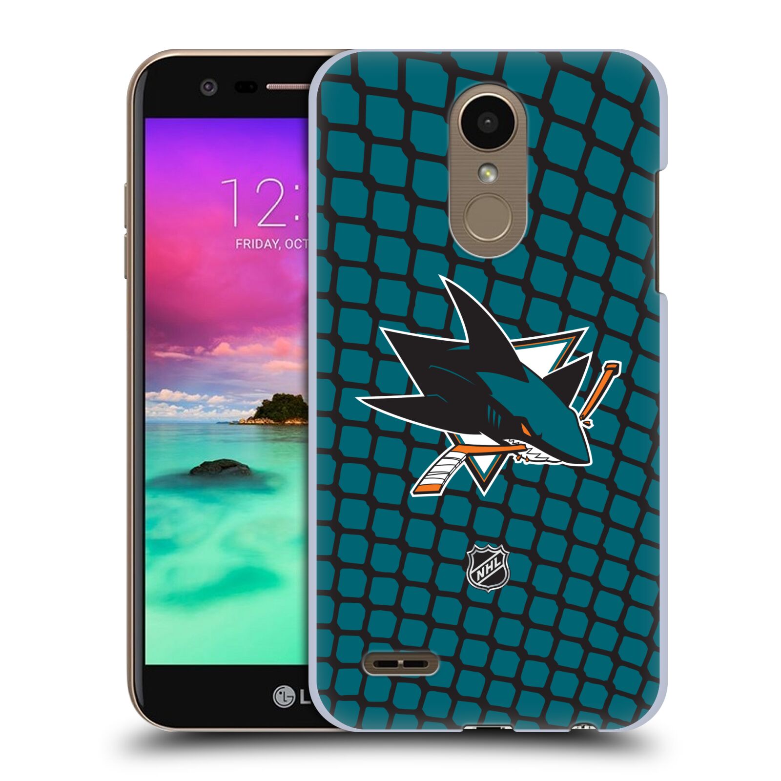 Pouzdro na mobil LG K10 2018 - HEAD CASE - Hokej NHL - San Jose Sharks - Znak v brance