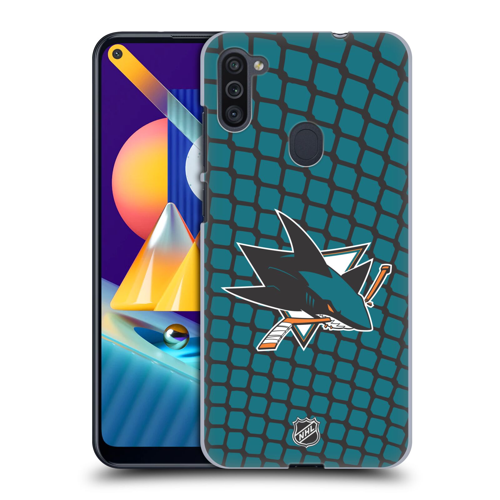 Pouzdro na mobil Samsung Galaxy M11 - HEAD CASE - Hokej NHL - San Jose Sharks - Znak v brance