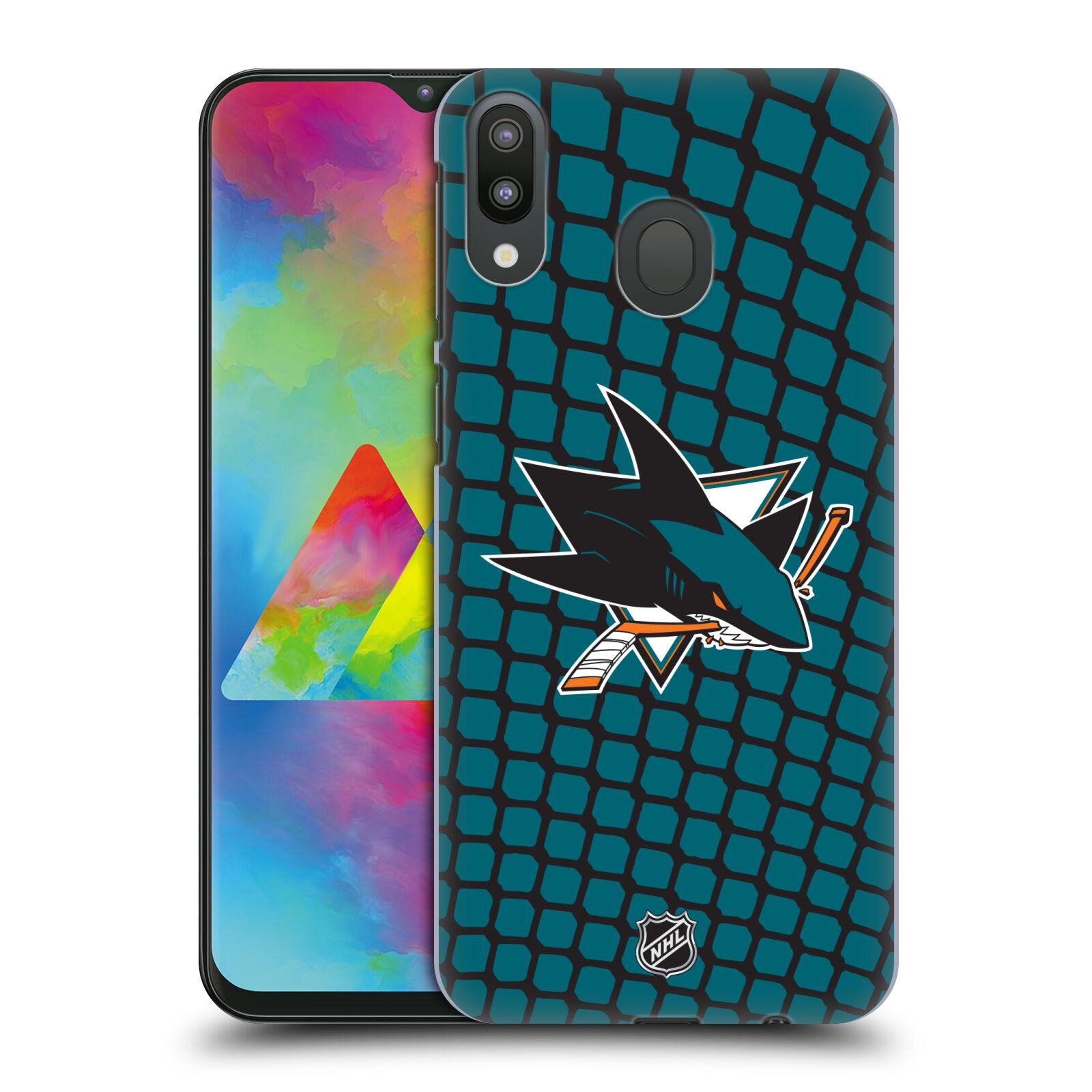 Pouzdro na mobil Samsung Galaxy M20 - HEAD CASE - Hokej NHL - San Jose Sharks - Znak v brance