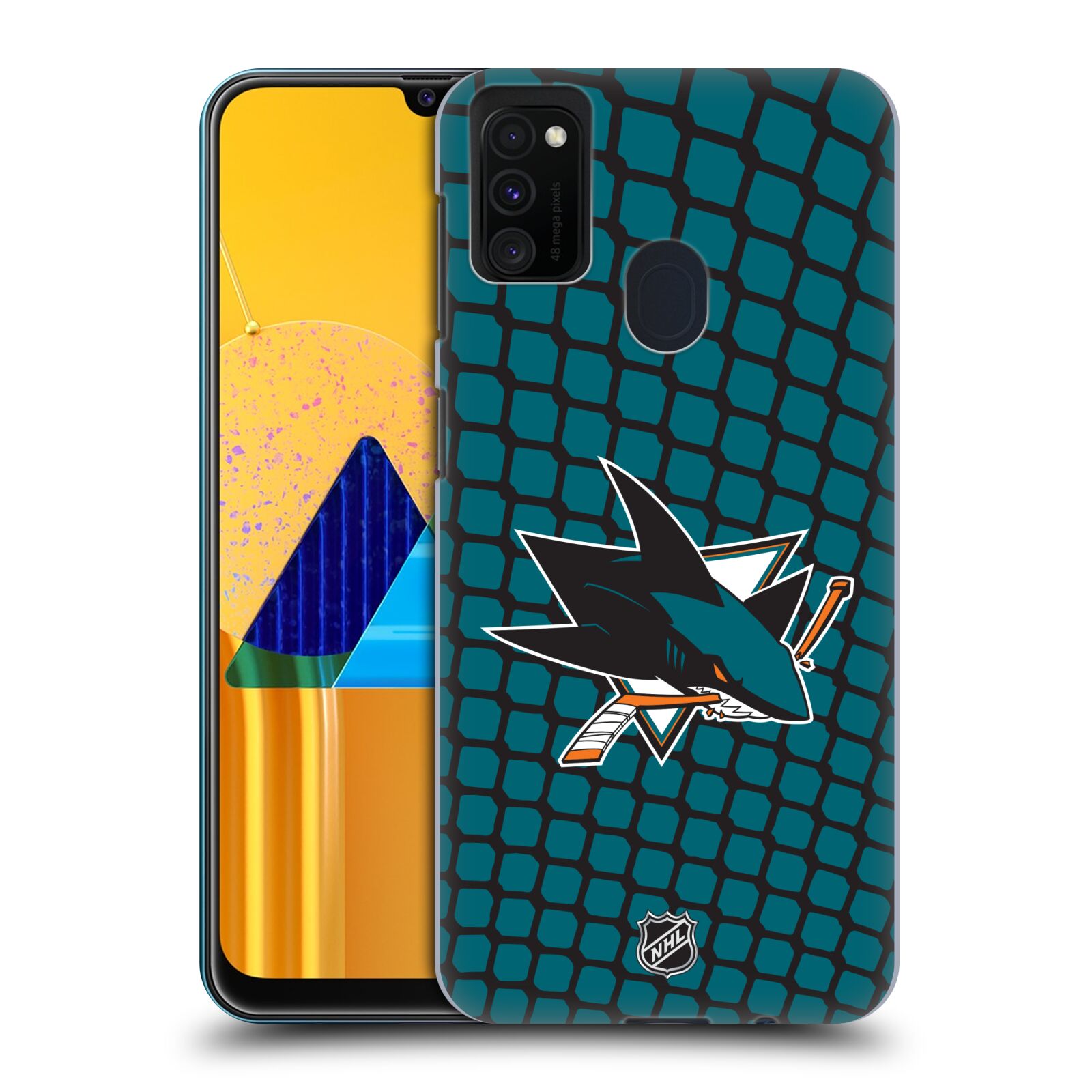 Pouzdro na mobil Samsung Galaxy M21 - HEAD CASE - Hokej NHL - San Jose Sharks - Znak v brance