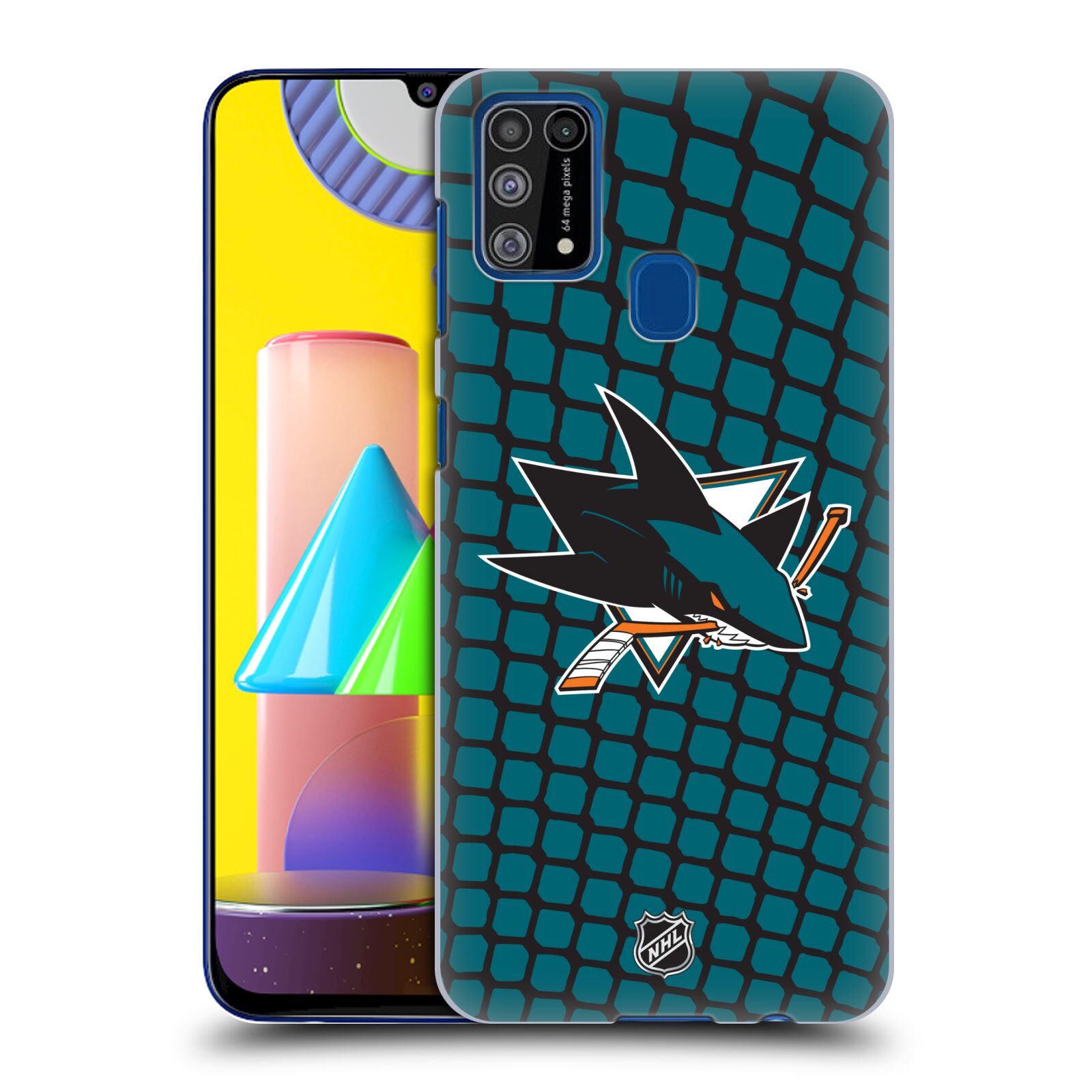 Pouzdro na mobil Samsung Galaxy M31 - HEAD CASE - Hokej NHL - San Jose Sharks - Znak v brance