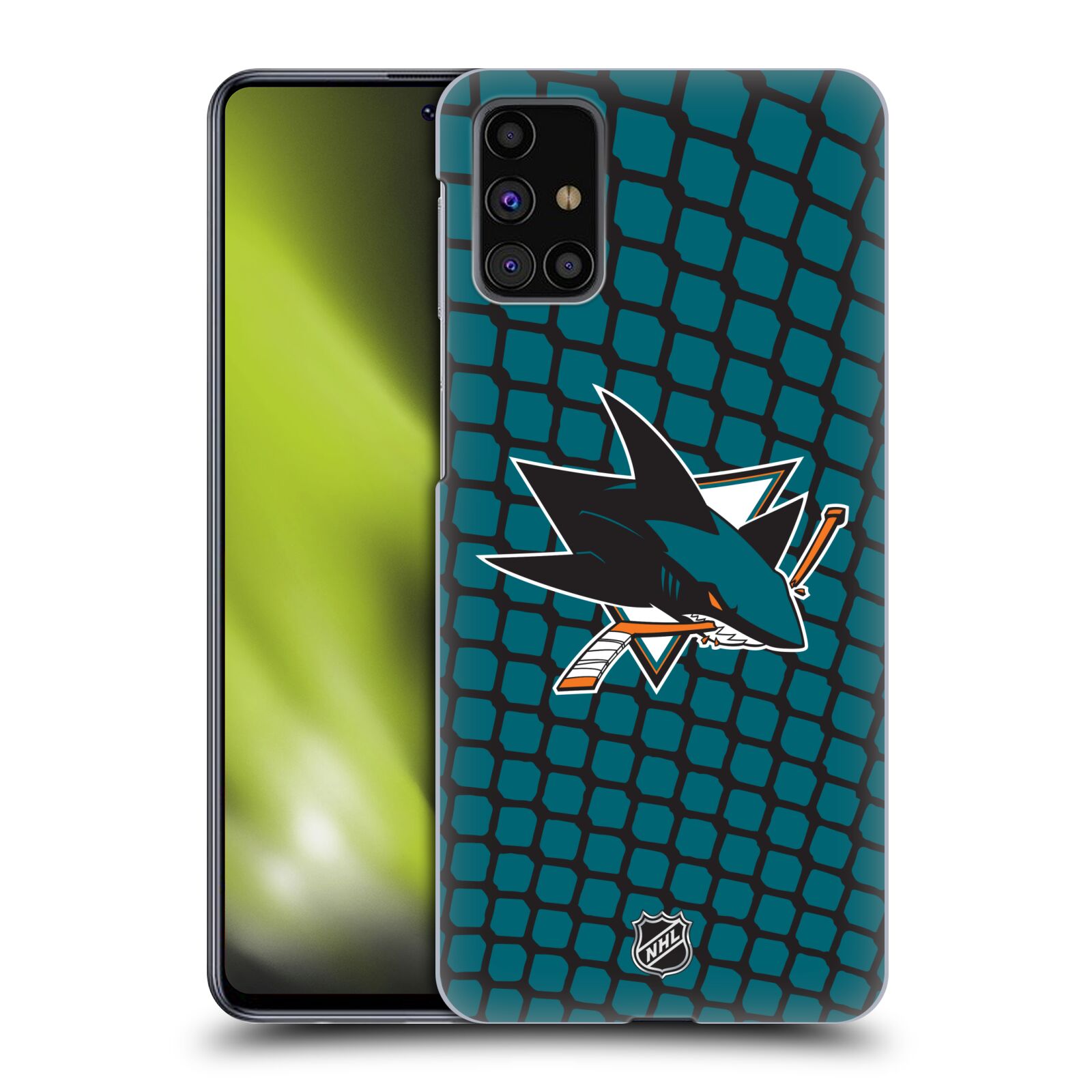 Pouzdro na mobil Samsung Galaxy M31s - HEAD CASE - Hokej NHL - San Jose Sharks - Znak v brance