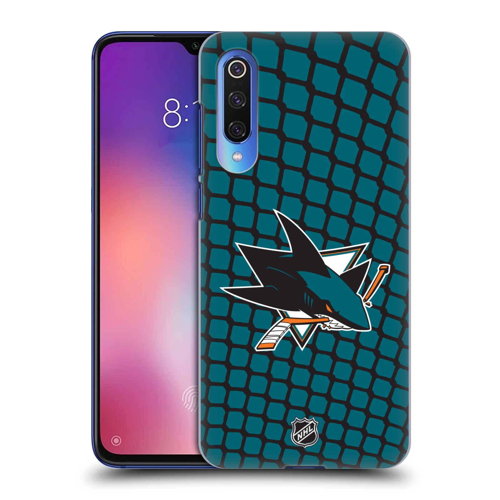 Pouzdro na mobil Xiaomi  Mi 9 SE - HEAD CASE - Hokej NHL - San Jose Sharks - Znak v brance