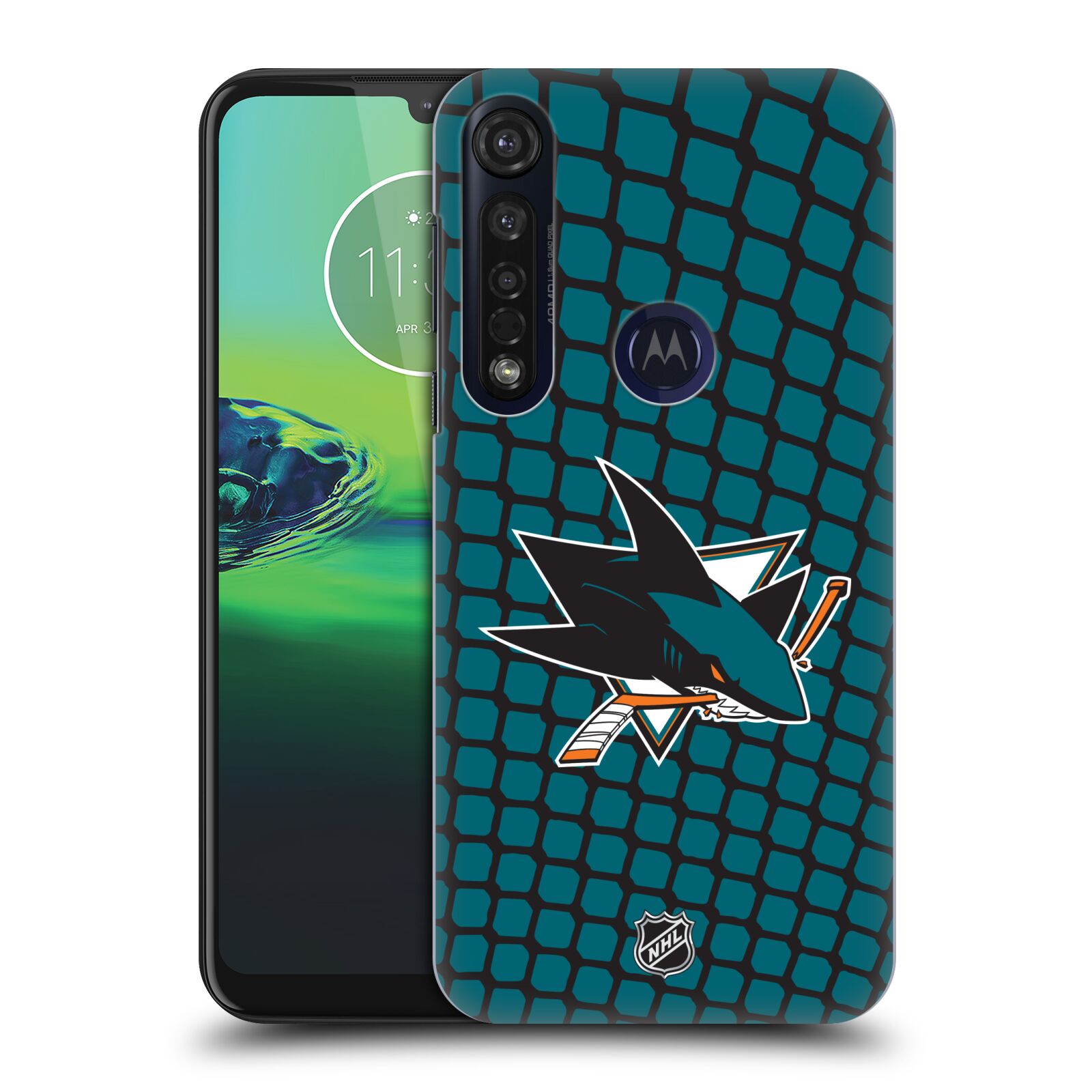 Pouzdro na mobil Motorola Moto G8 PLUS - HEAD CASE - Hokej NHL - San Jose Sharks - Znak v brance