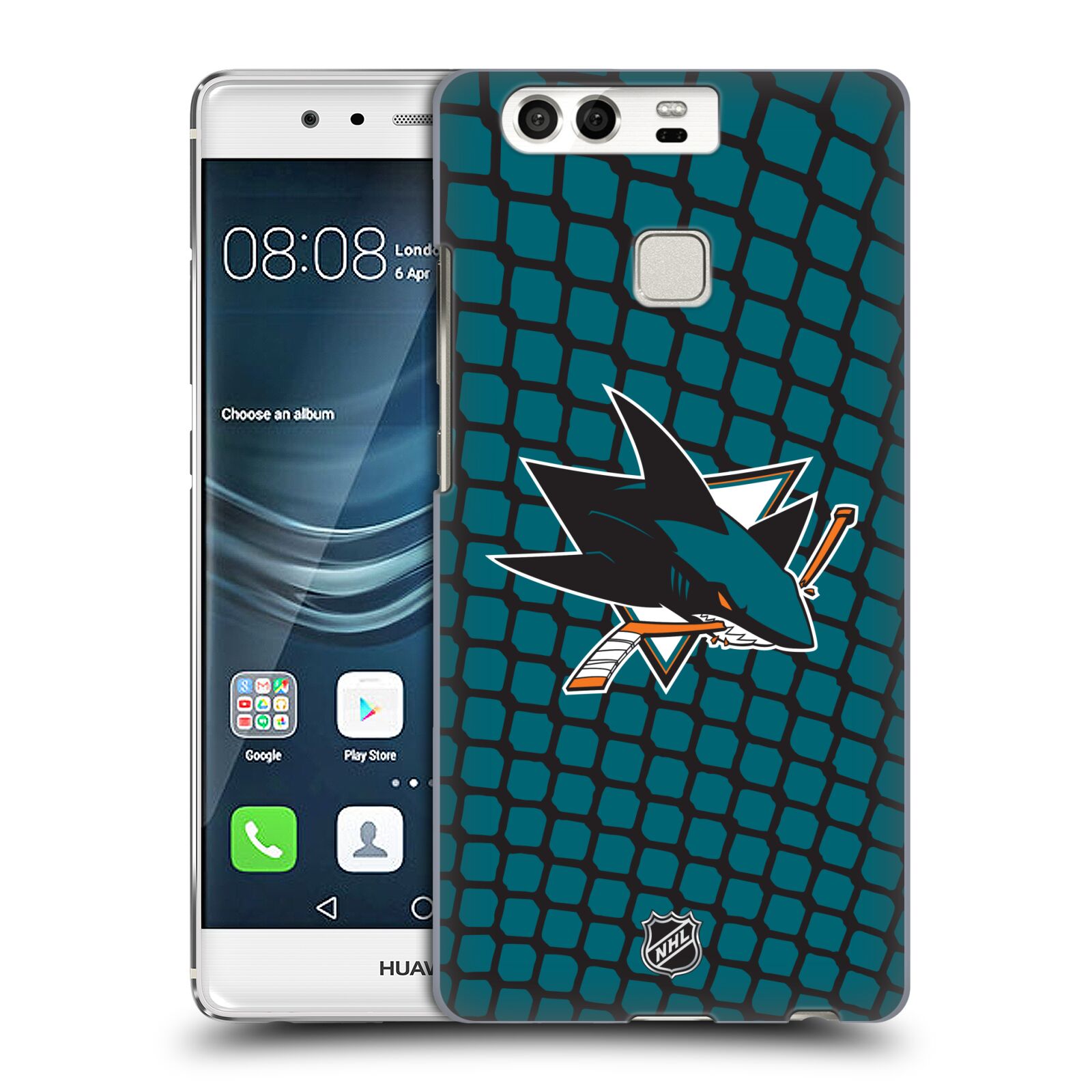Pouzdro na mobil Huawei P9 / P9 DUAL SIM - HEAD CASE - Hokej NHL - San Jose Sharks - Znak v brance