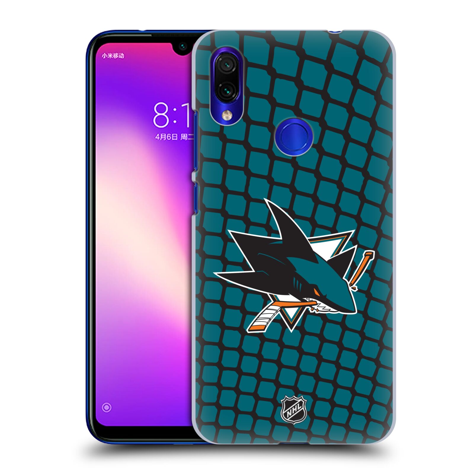 Pouzdro na mobil Xiaomi Redmi Note 7 - HEAD CASE - Hokej NHL - San Jose Sharks - Znak v brance