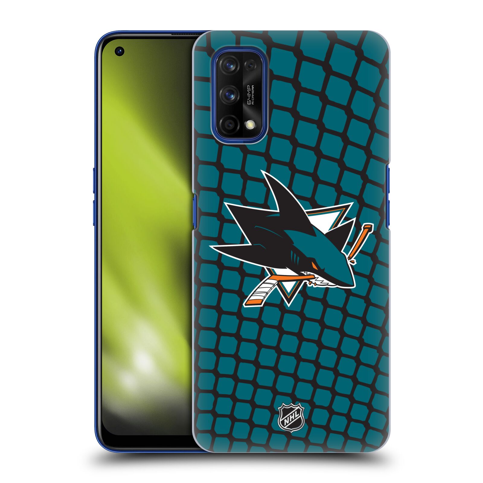 Pouzdro na mobil Realme 7 PRO - HEAD CASE - Hokej NHL - San Jose Sharks - Znak v brance