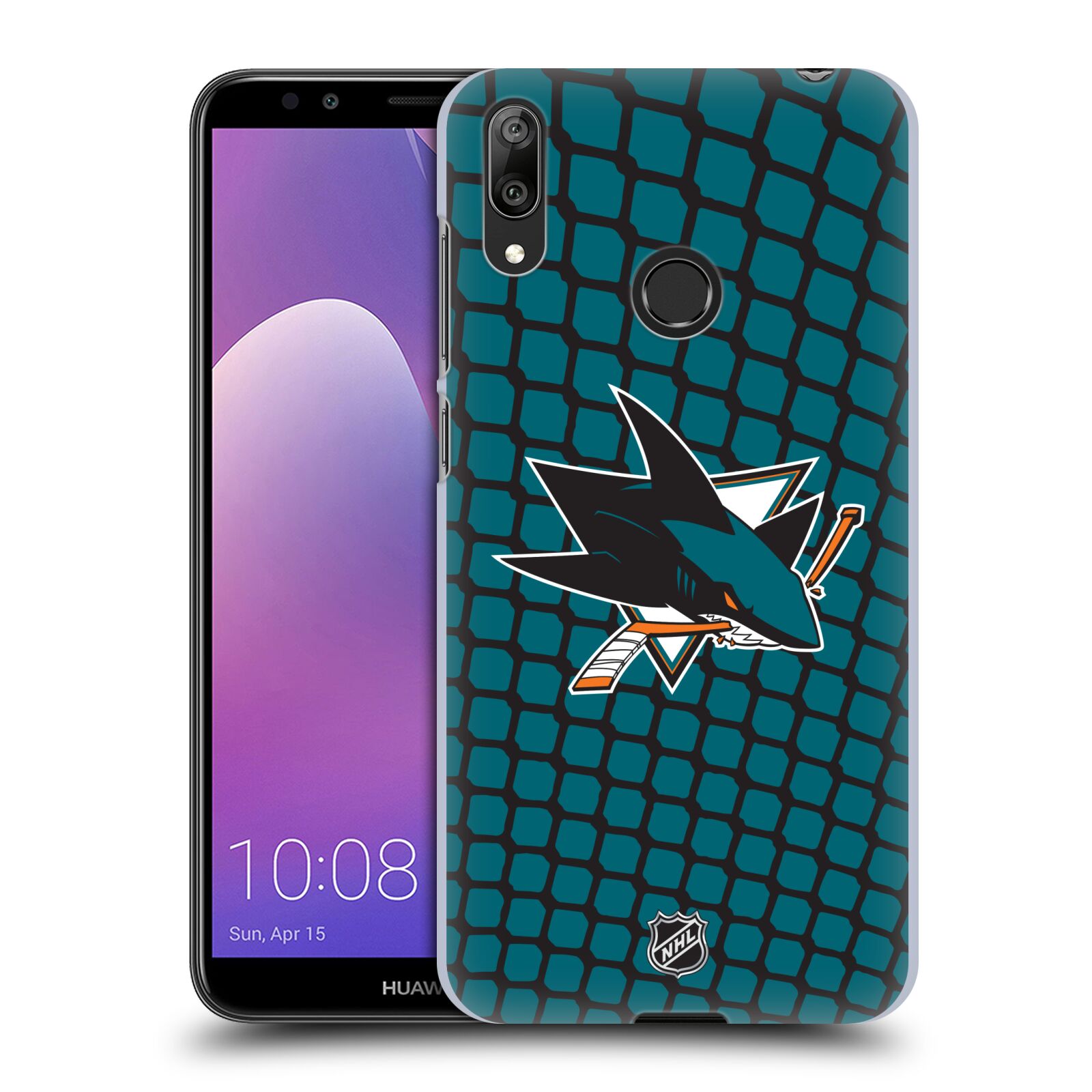 Pouzdro na mobil Huawei Y7 2019 - HEAD CASE - Hokej NHL - San Jose Sharks - Znak v brance