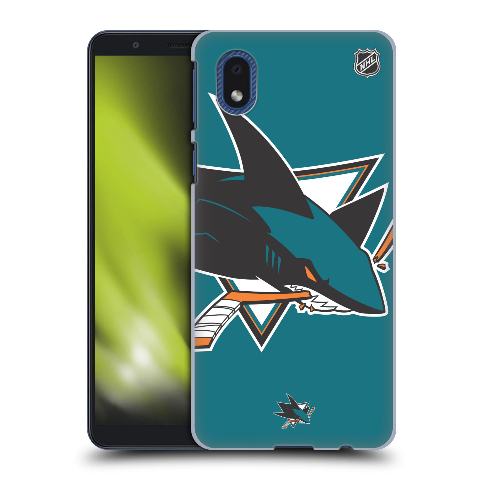 Pouzdro na mobil Samsung Galaxy A01 CORE - HEAD CASE - Hokej NHL - San Jose Sharks - Velký znak