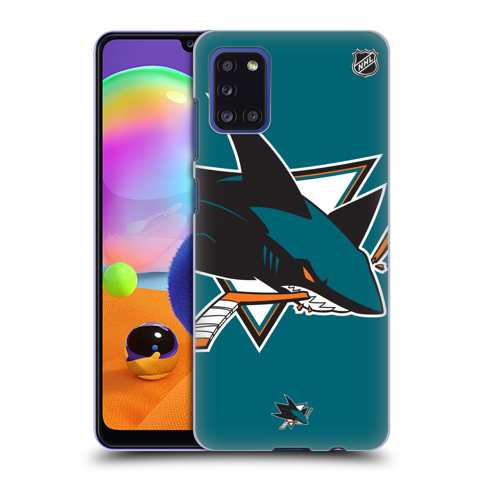 Pouzdro na mobil Samsung Galaxy A31 - HEAD CASE - Hokej NHL - San Jose Sharks - Velký znak