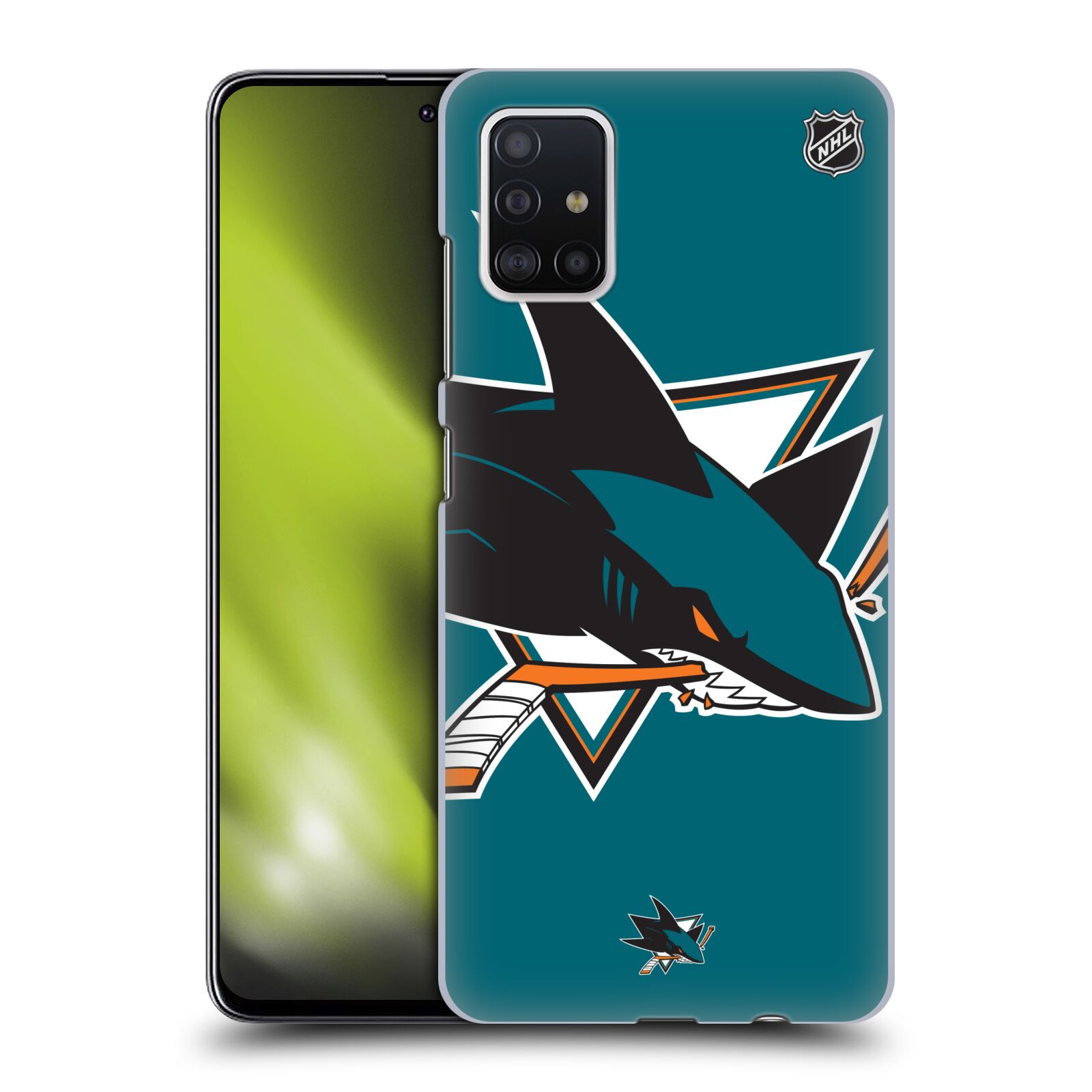 Pouzdro na mobil Samsung Galaxy A51 - HEAD CASE - Hokej NHL - San Jose Sharks - Velký znak