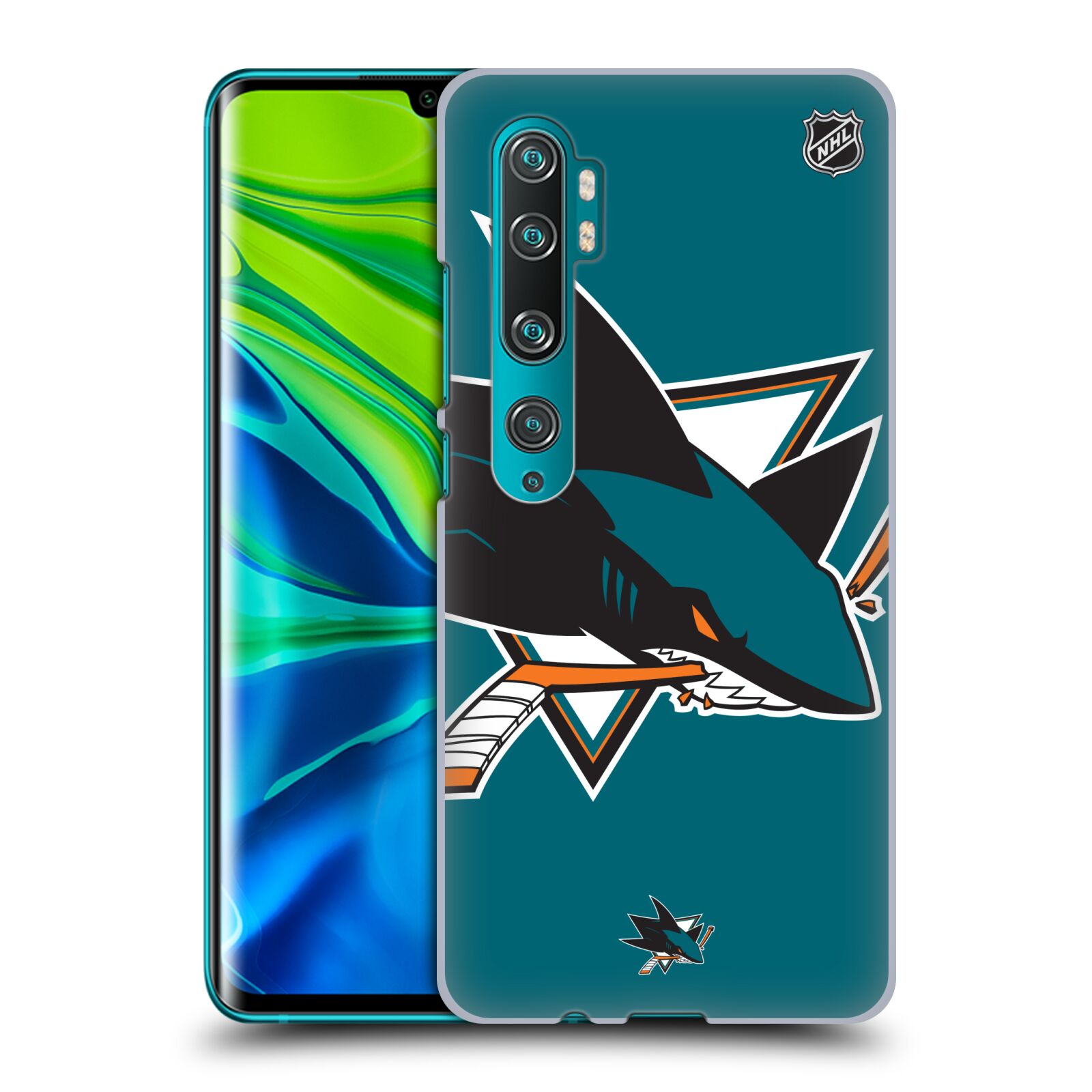 Pouzdro na mobil Xiaomi Mi Note 10 / Mi Note 10 Pro - HEAD CASE - Hokej NHL - San Jose Sharks - Velký znak