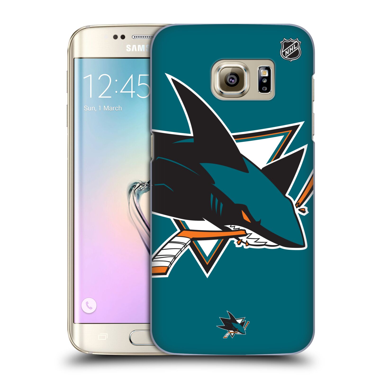 Pouzdro na mobil Samsung Galaxy S7 EDGE - HEAD CASE - Hokej NHL - San Jose Sharks - Velký znak