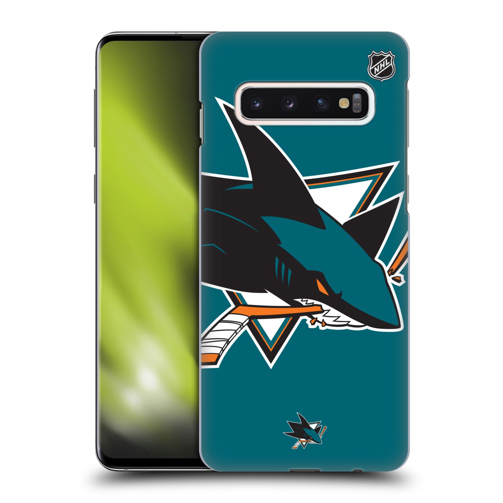 Pouzdro na mobil Samsung Galaxy S10 - HEAD CASE - Hokej NHL - San Jose Sharks - Velký znak