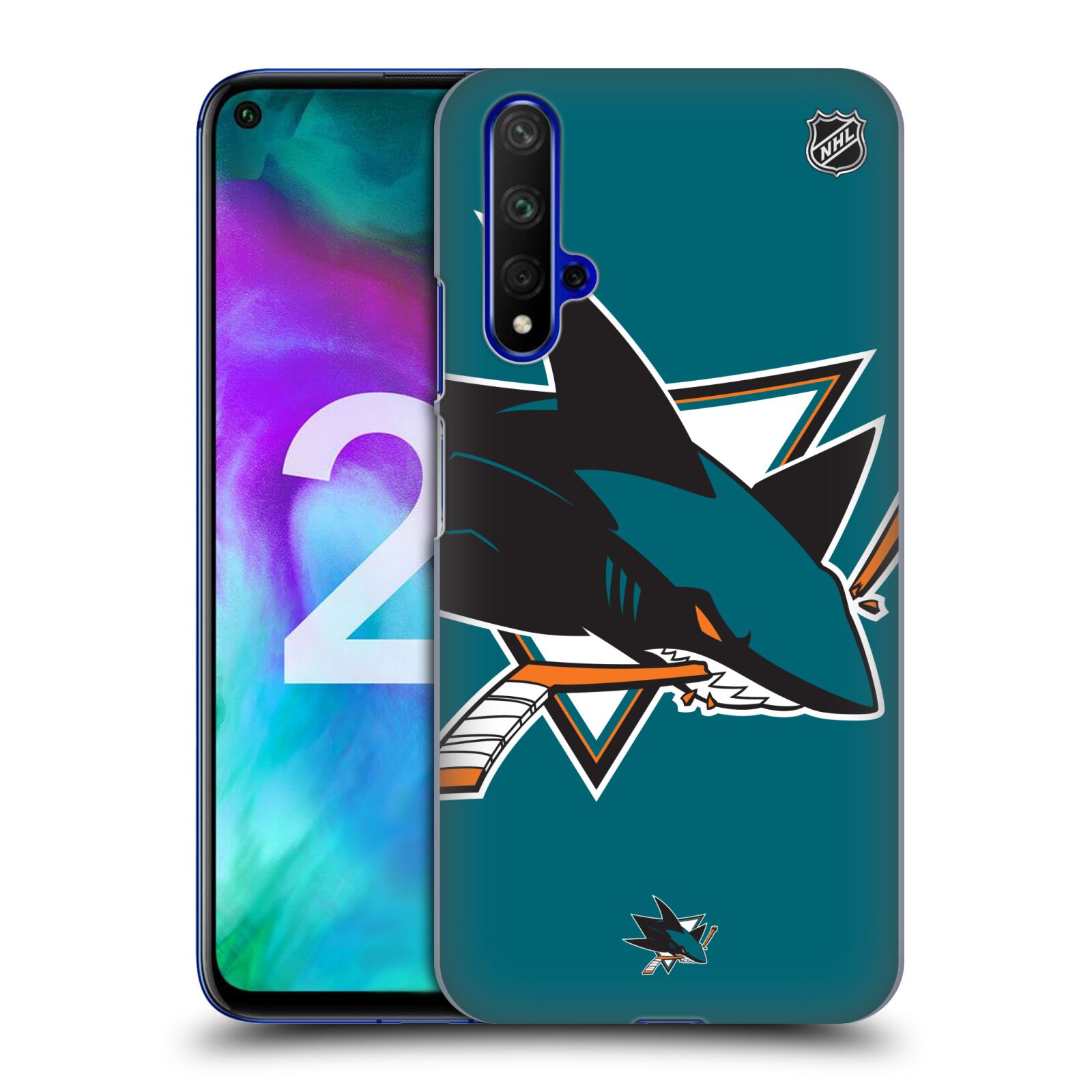 Pouzdro na mobil HONOR 20 - HEAD CASE - Hokej NHL - San Jose Sharks - Velký znak