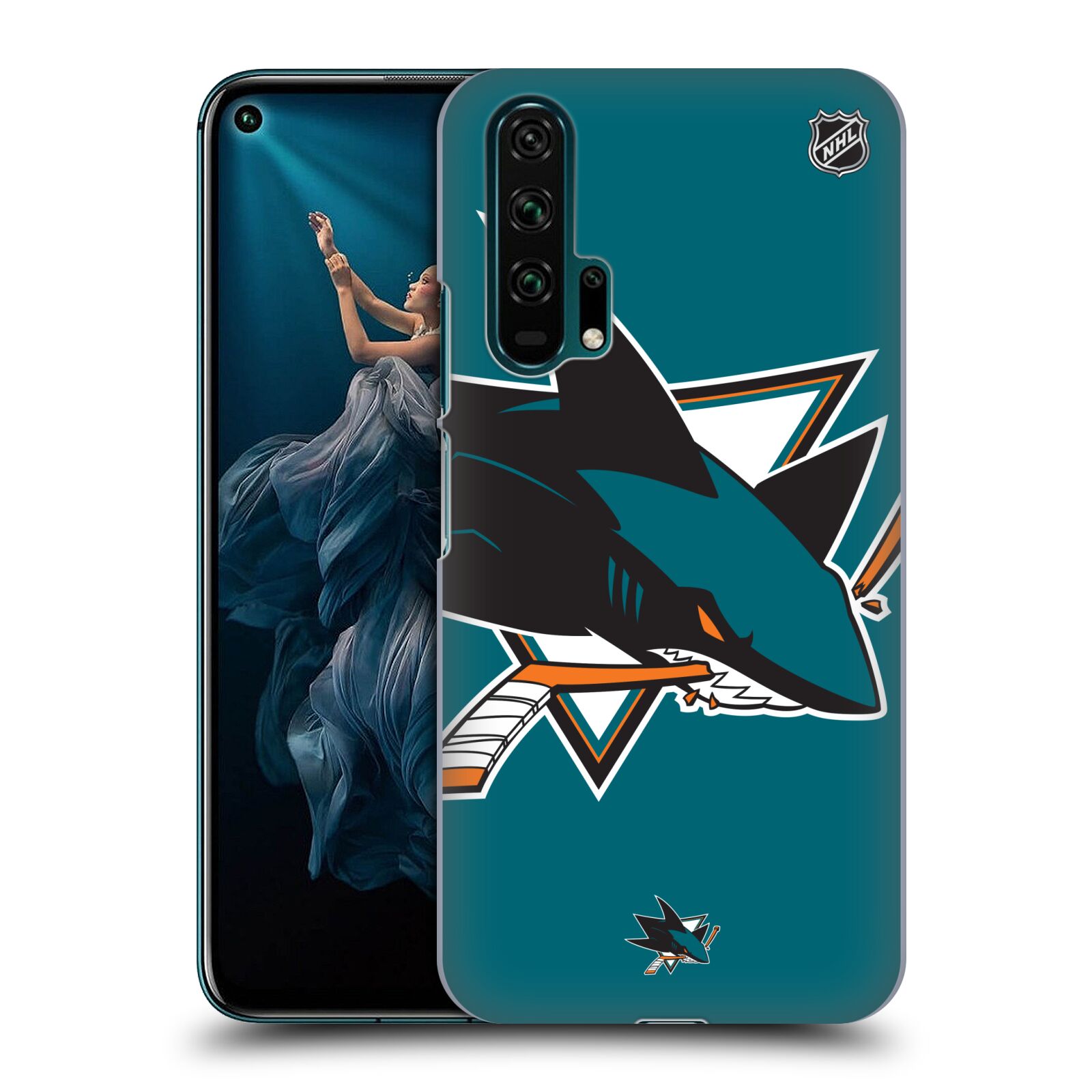 Pouzdro na mobil HONOR 20 PRO - HEAD CASE - Hokej NHL - San Jose Sharks - Velký znak