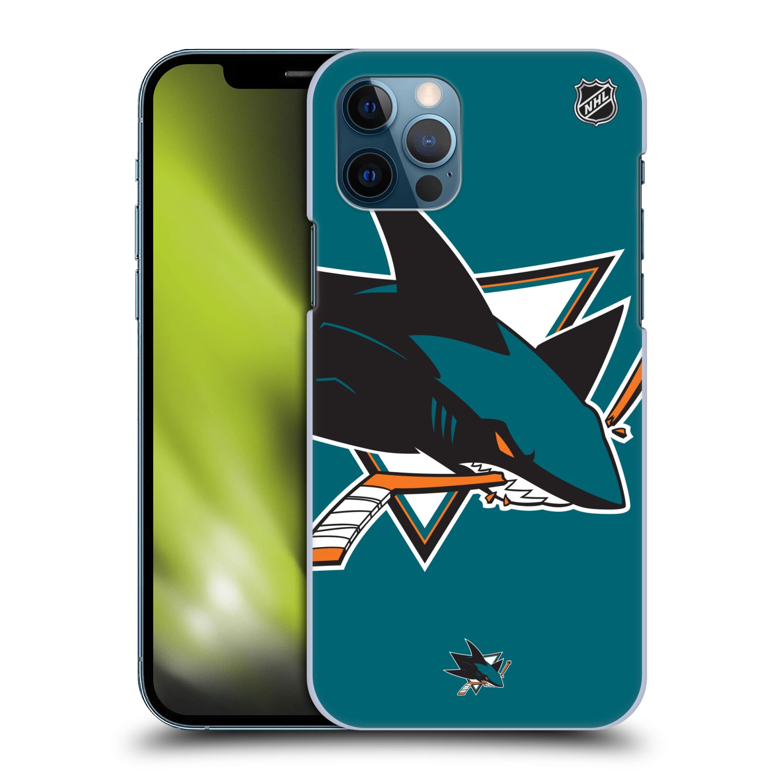 Pouzdro na mobil Apple Iphone 12 / 12 PRO - HEAD CASE - Hokej NHL - San Jose Sharks - Velký znak