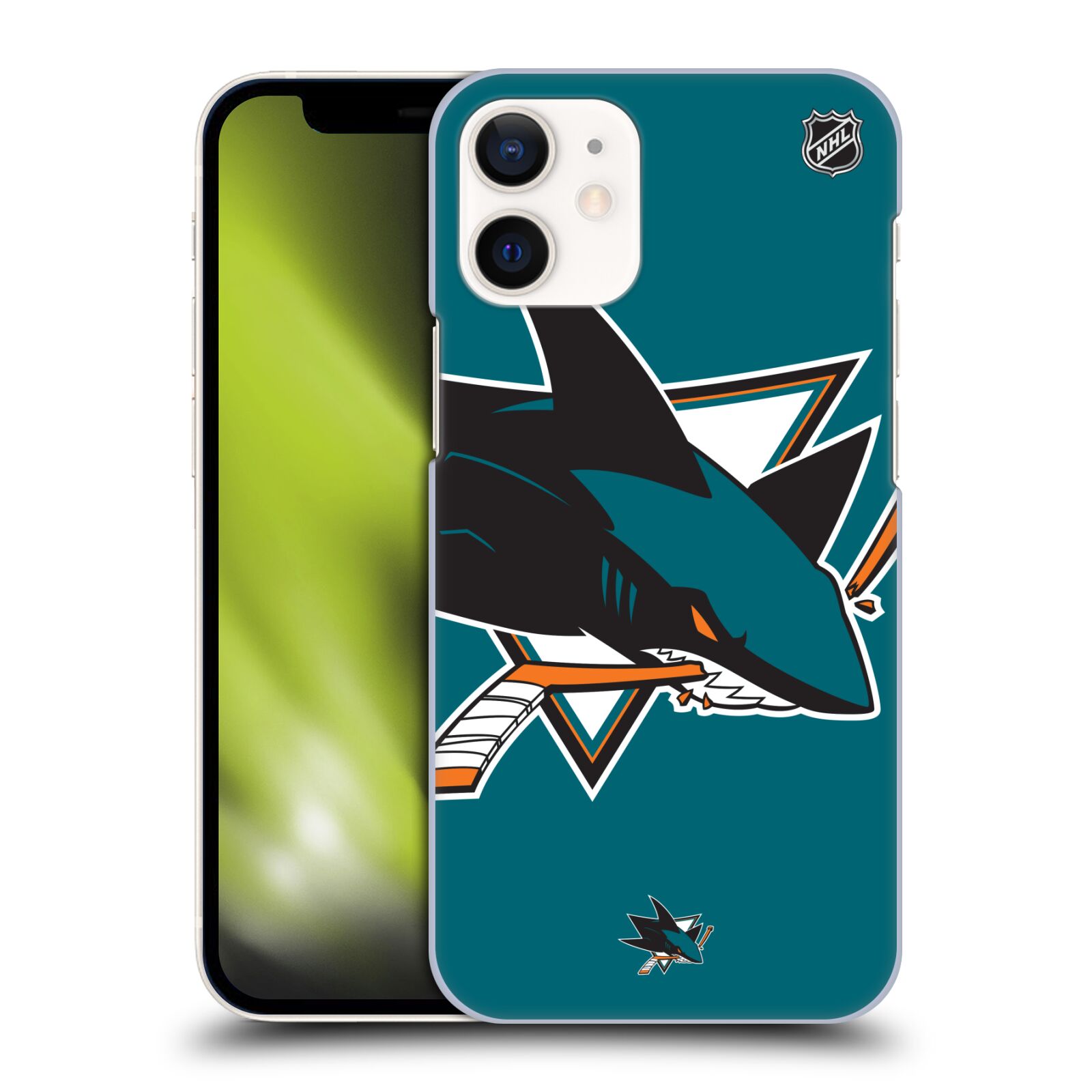 Pouzdro na mobil Apple Iphone 12 MINI - HEAD CASE - Hokej NHL - San Jose Sharks - Velký znak