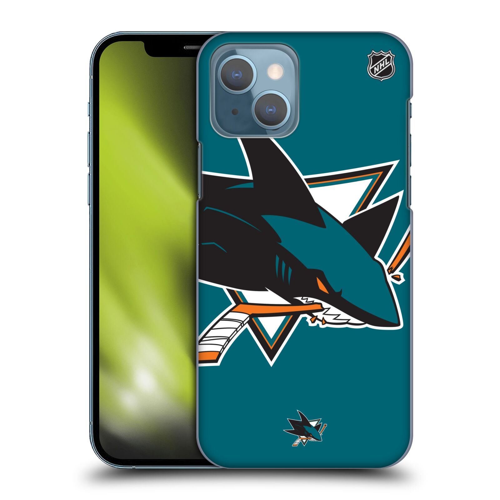 Pouzdro na mobil Apple Iphone 13 - HEAD CASE - Hokej NHL - San Jose Sharks - Velký znak