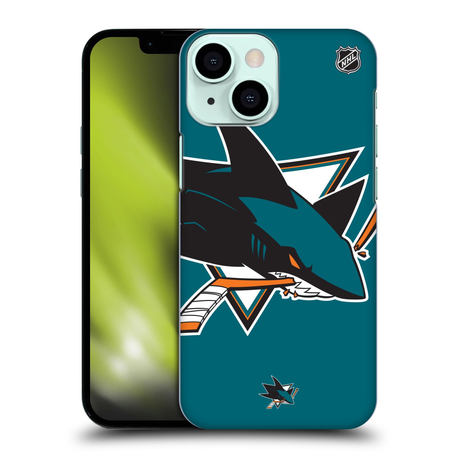 Pouzdro na mobil Apple Iphone 13 MINI - HEAD CASE - Hokej NHL - San Jose Sharks - Velký znak