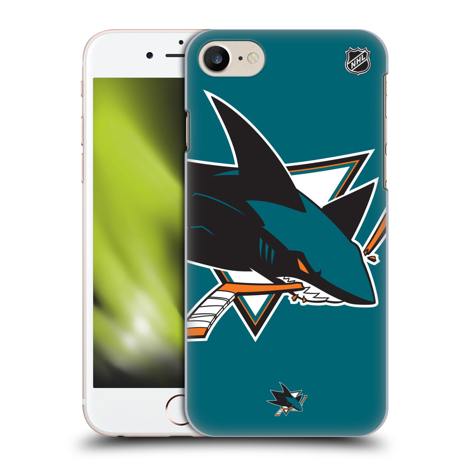 Pouzdro na mobil Apple Iphone 7/8 - HEAD CASE - Hokej NHL - San Jose Sharks - Velký znak