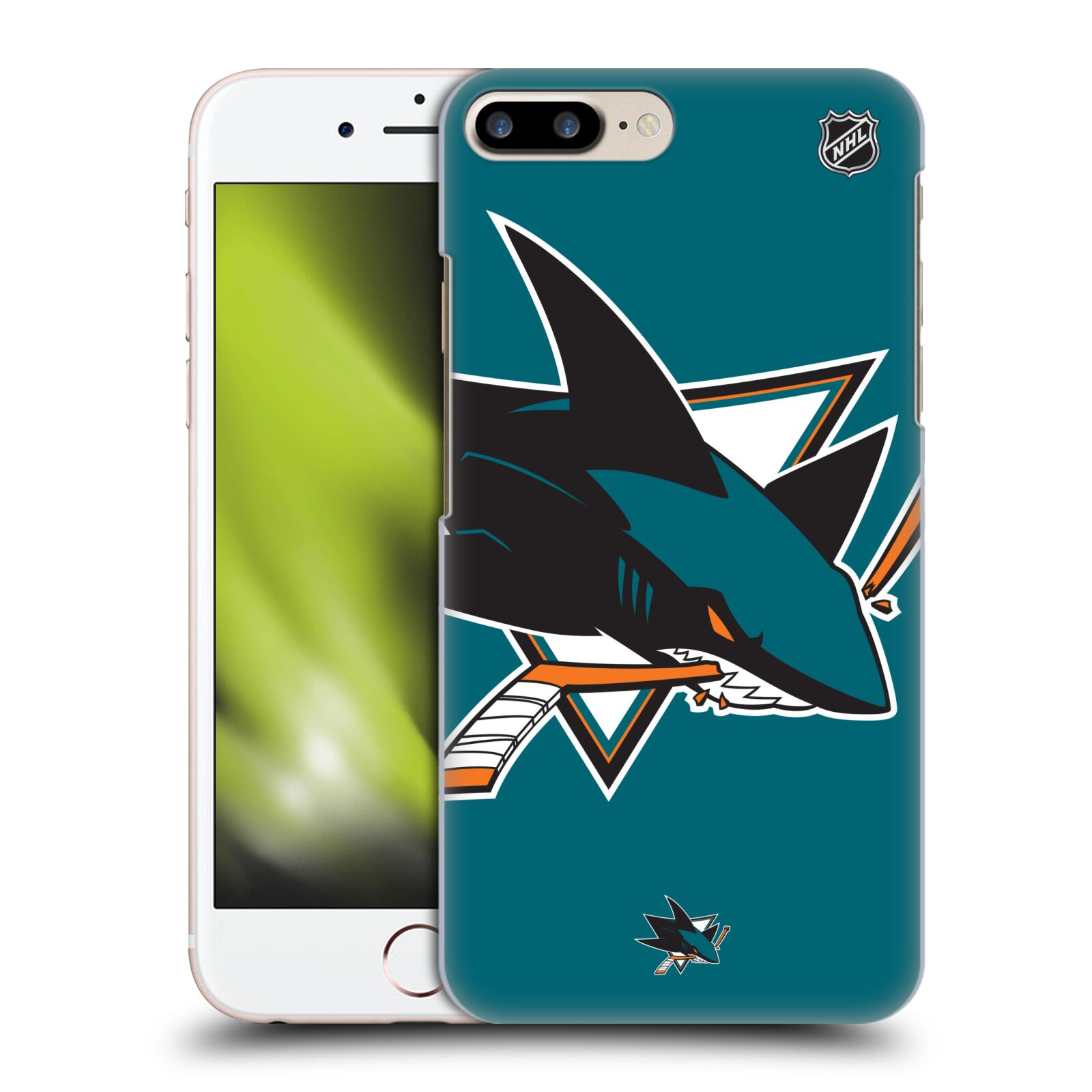 Pouzdro na mobil Apple Iphone 7/8 PLUS - HEAD CASE - Hokej NHL - San Jose Sharks - Velký znak