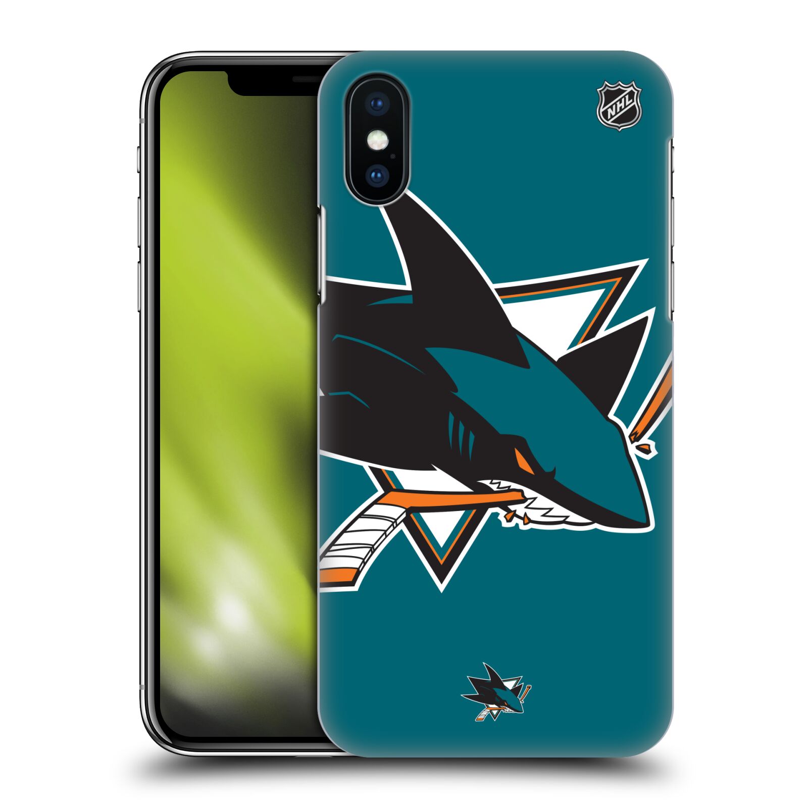 Pouzdro na mobil Apple Iphone X/XS - HEAD CASE - Hokej NHL - San Jose Sharks - Velký znak
