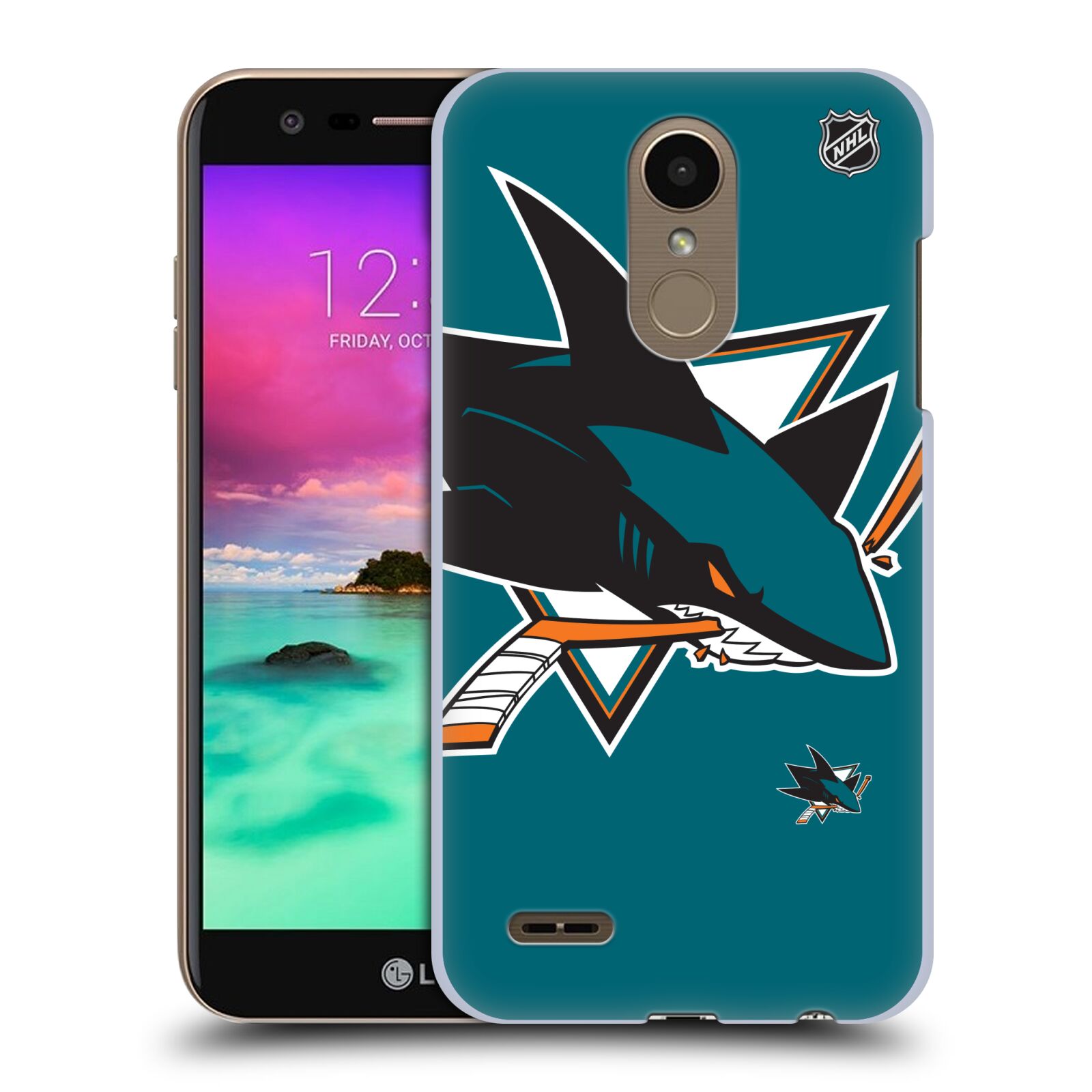 Pouzdro na mobil LG K10 2018 - HEAD CASE - Hokej NHL - San Jose Sharks - Velký znak