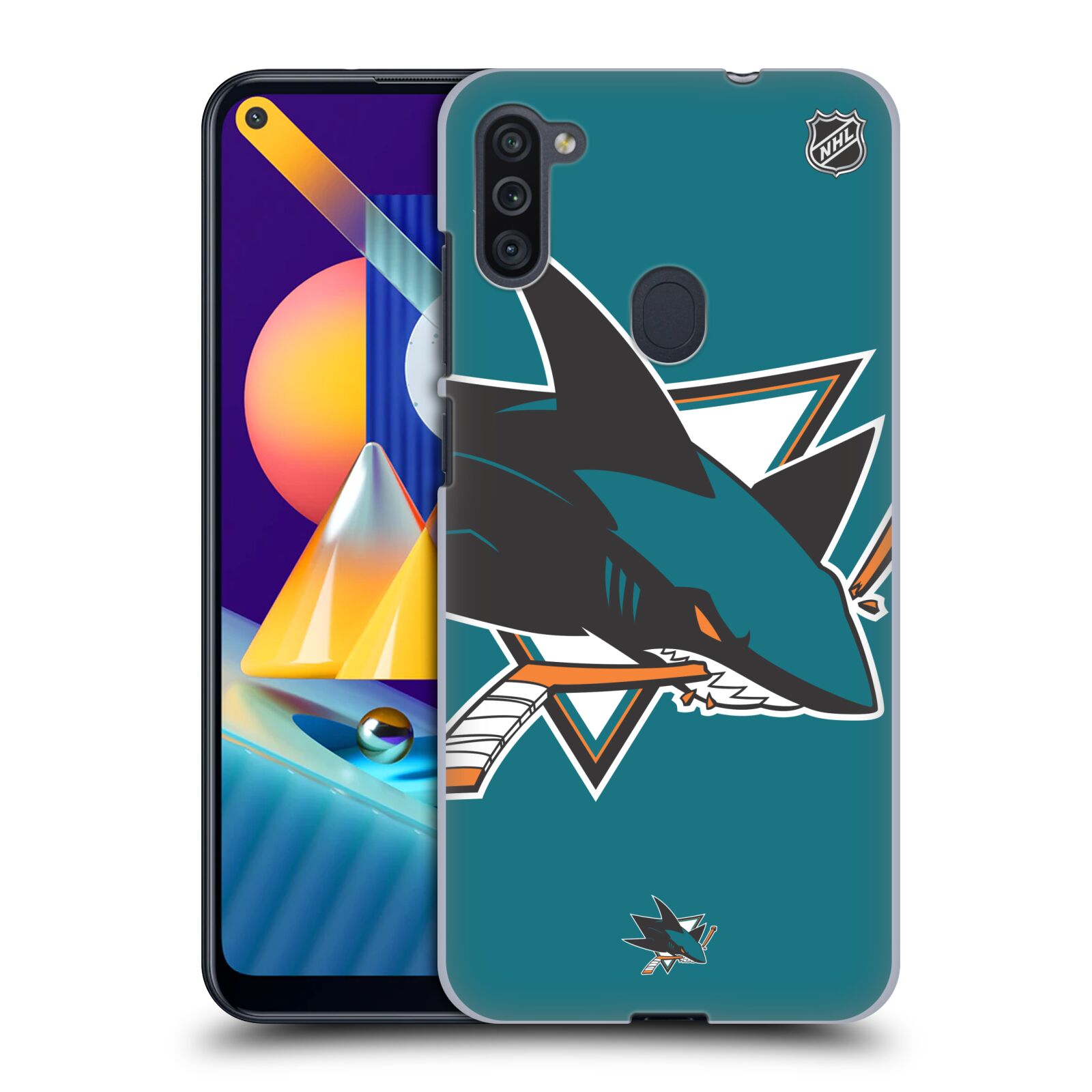 Pouzdro na mobil Samsung Galaxy M11 - HEAD CASE - Hokej NHL - San Jose Sharks - Velký znak