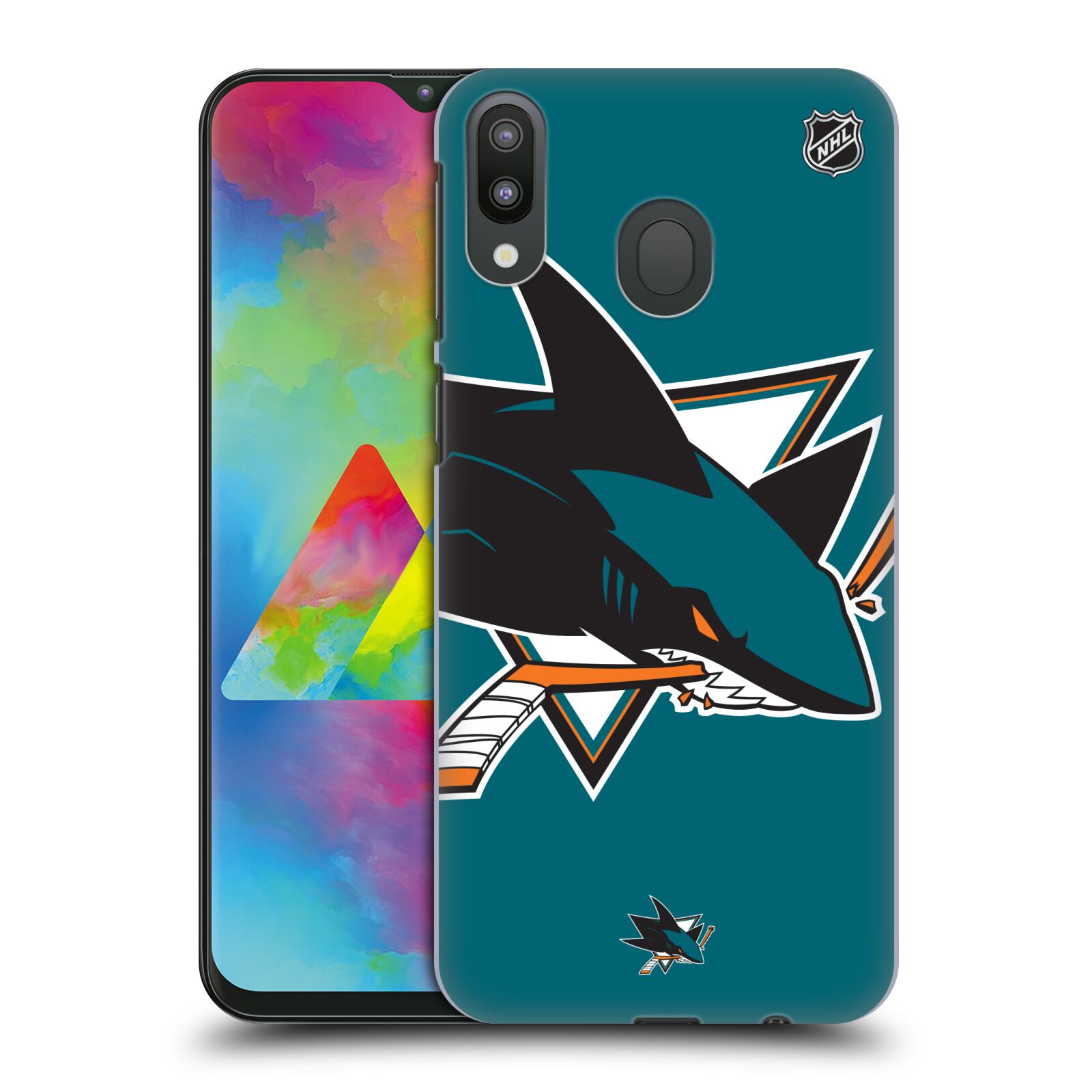 Pouzdro na mobil Samsung Galaxy M20 - HEAD CASE - Hokej NHL - San Jose Sharks - Velký znak
