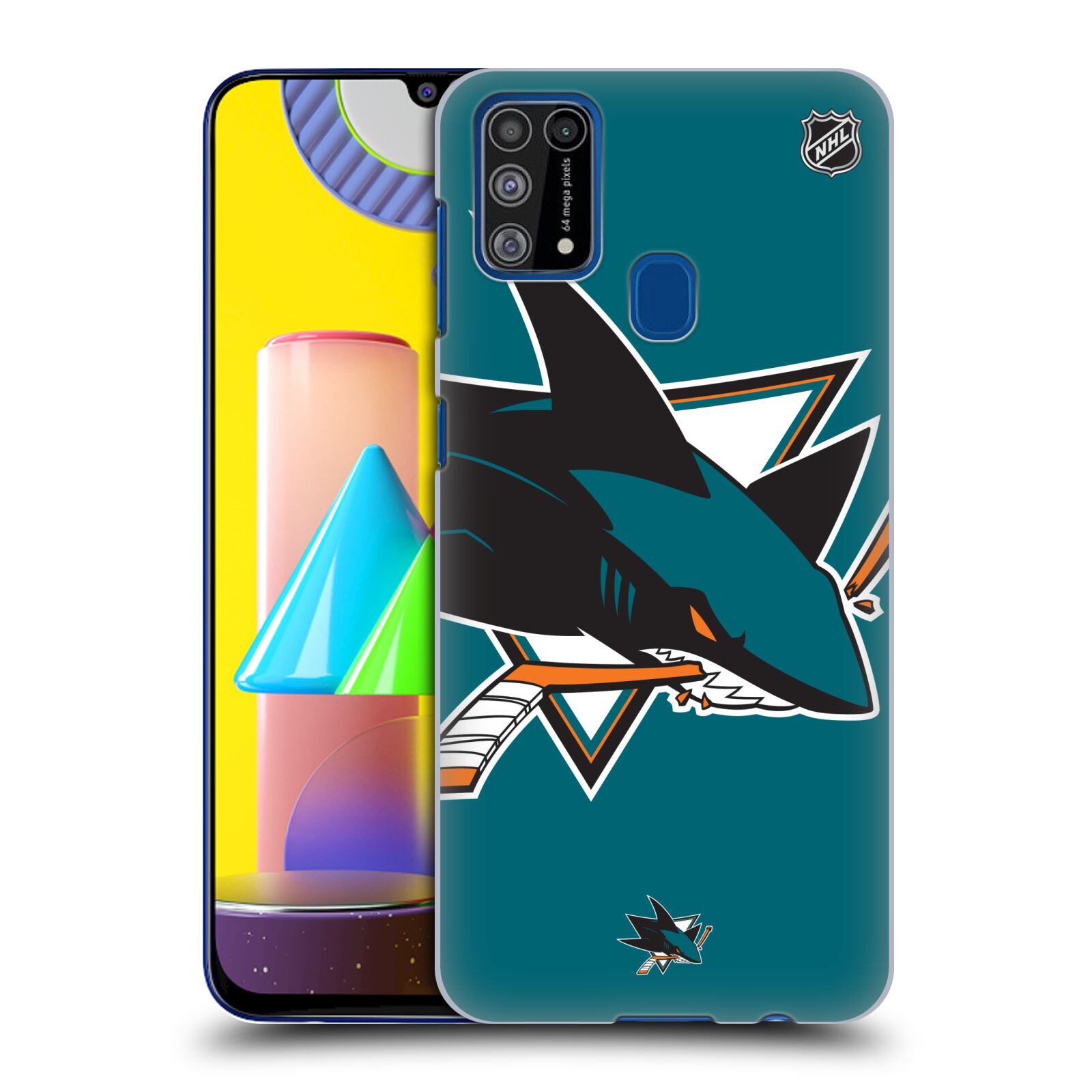 Pouzdro na mobil Samsung Galaxy M31 - HEAD CASE - Hokej NHL - San Jose Sharks - Velký znak