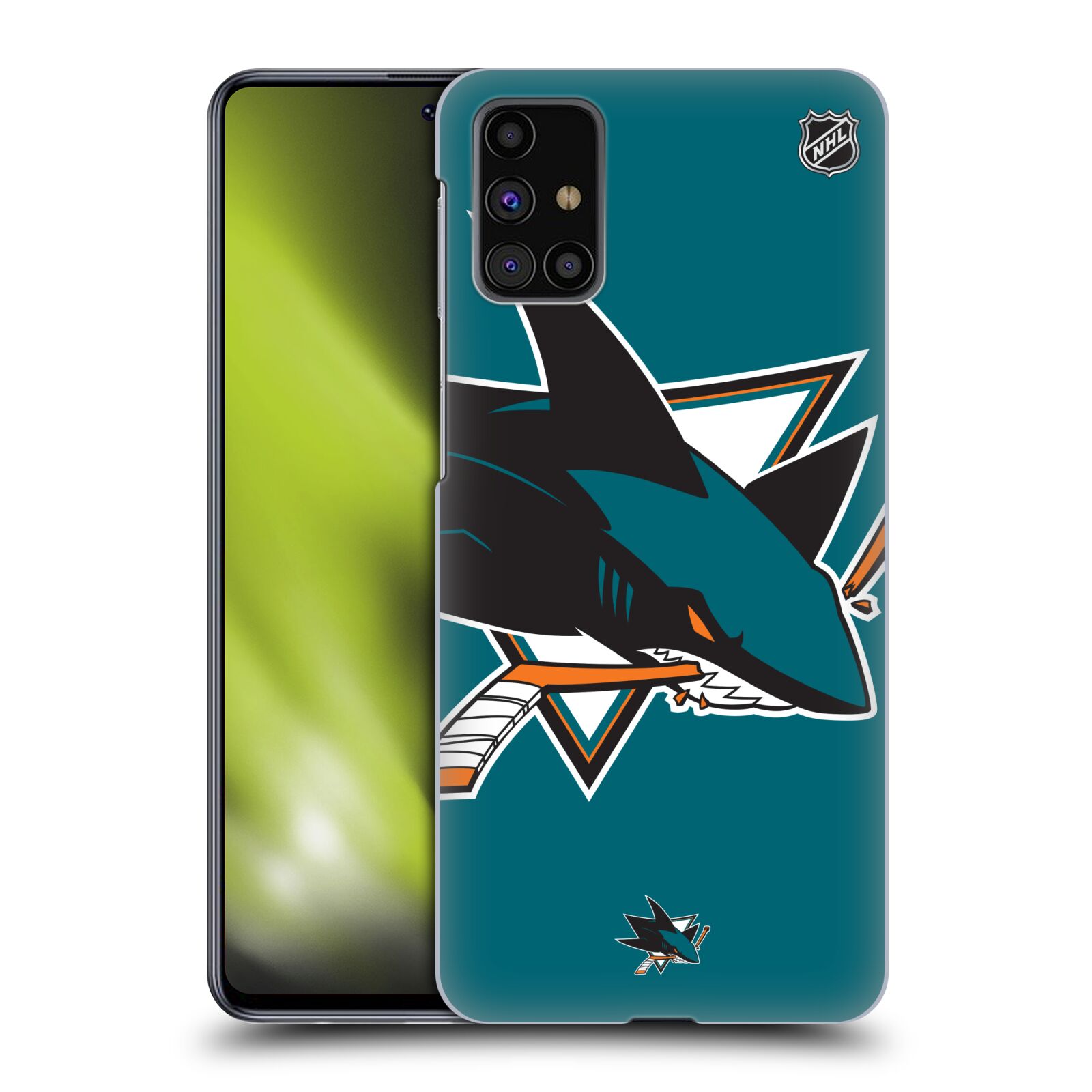 Pouzdro na mobil Samsung Galaxy M31s - HEAD CASE - Hokej NHL - San Jose Sharks - Velký znak