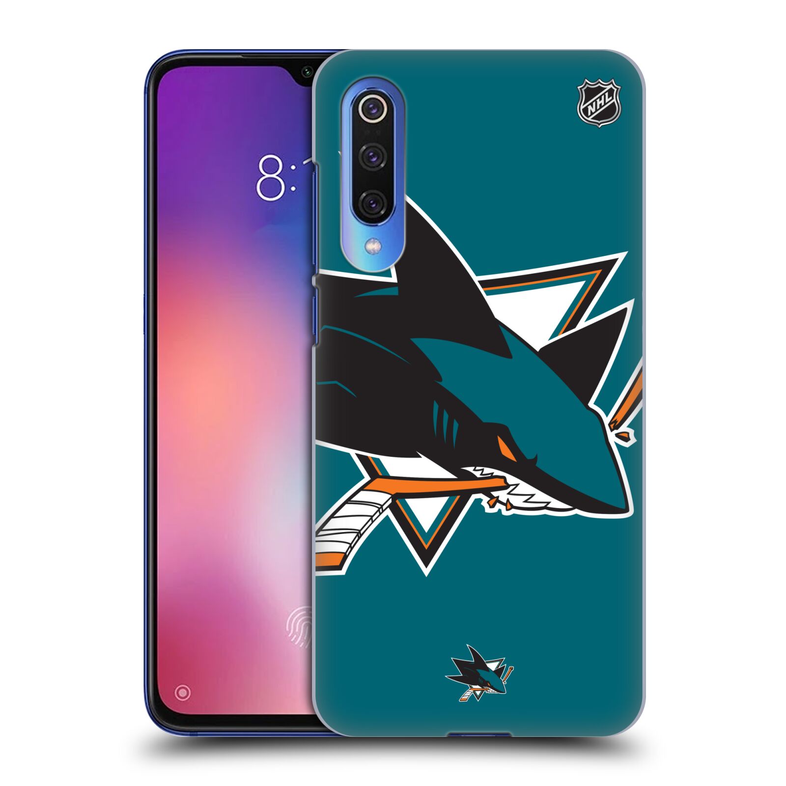 Pouzdro na mobil Xiaomi  Mi 9 SE - HEAD CASE - Hokej NHL - San Jose Sharks - Velký znak