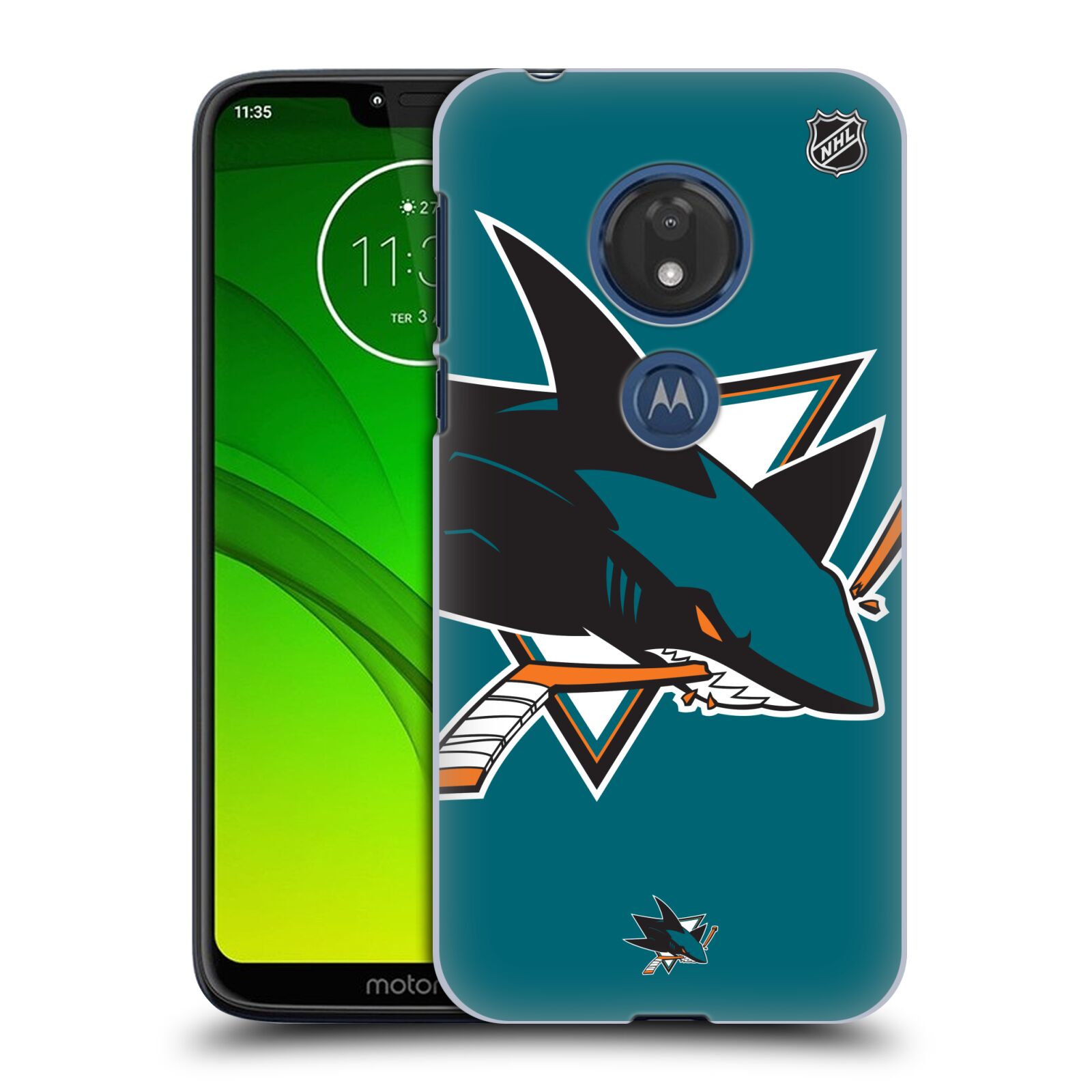 Pouzdro na mobil Motorola Moto G7 Play - HEAD CASE - Hokej NHL - San Jose Sharks - Velký znak