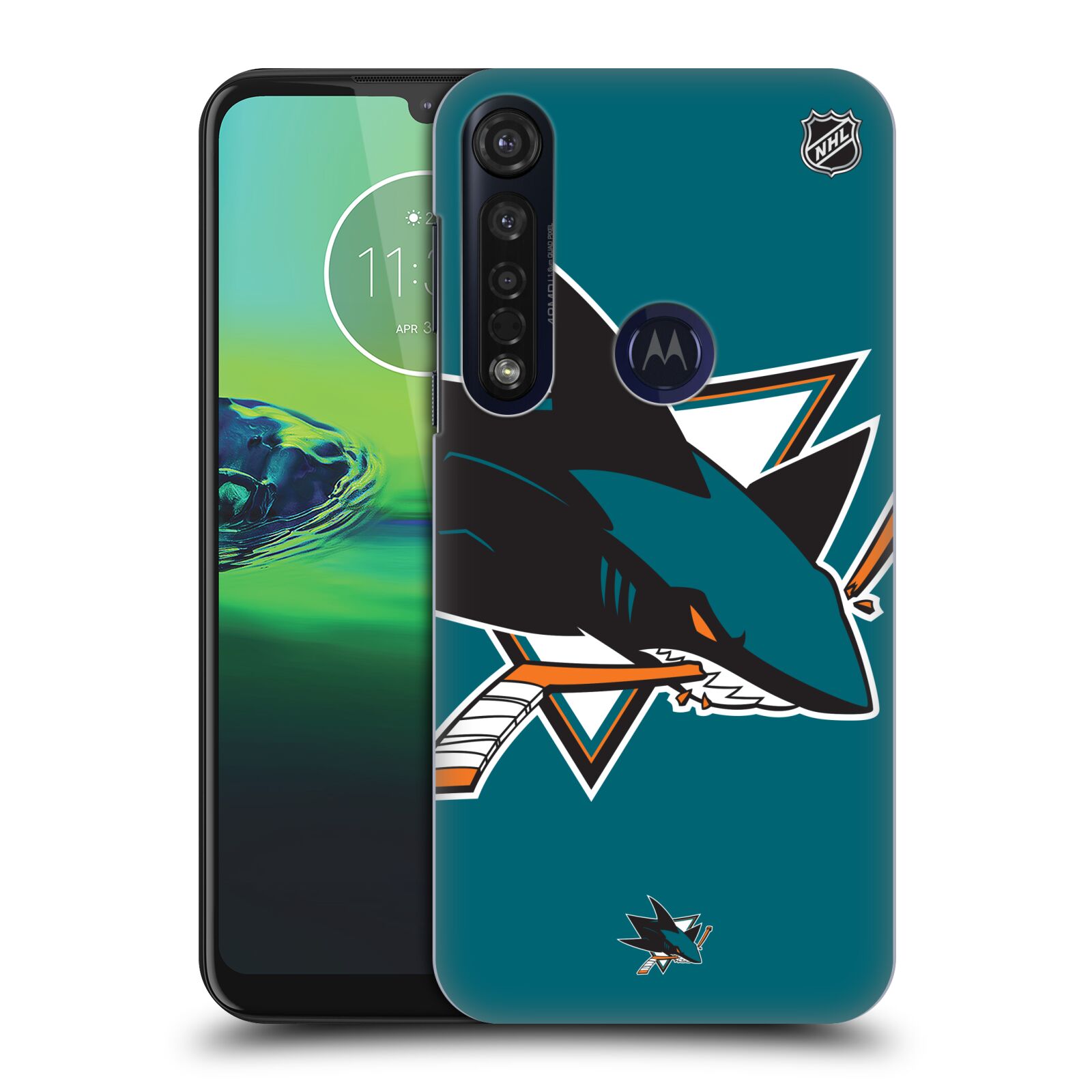 Pouzdro na mobil Motorola Moto G8 PLUS - HEAD CASE - Hokej NHL - San Jose Sharks - Velký znak