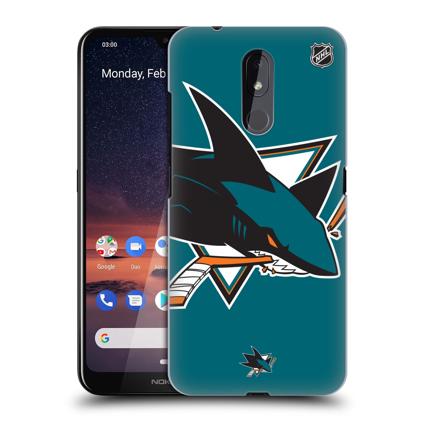 Pouzdro na mobil Nokia 3.2 - HEAD CASE - Hokej NHL - San Jose Sharks - Velký znak