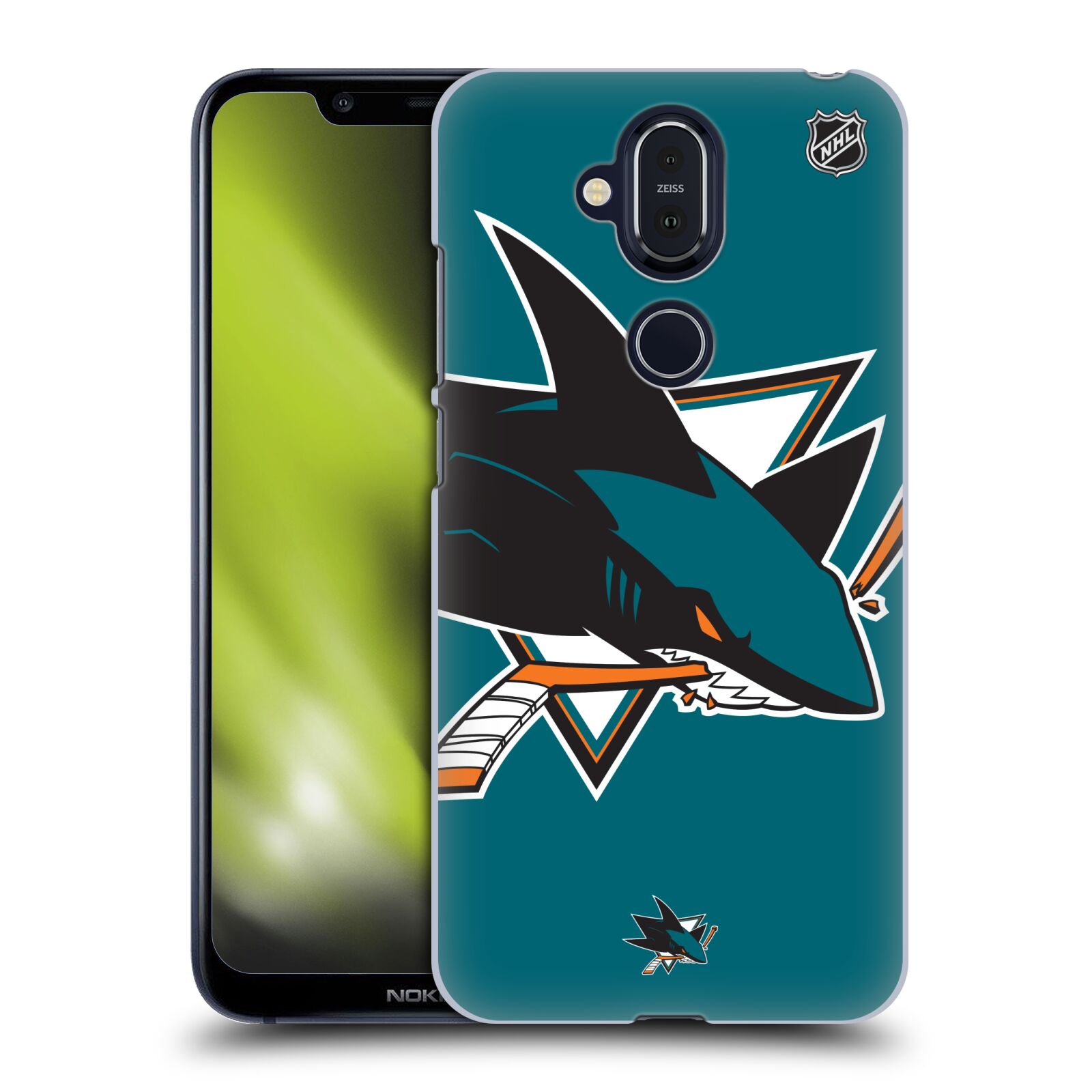 Pouzdro na mobil NOKIA 8.1 - HEAD CASE - Hokej NHL - San Jose Sharks - Velký znak