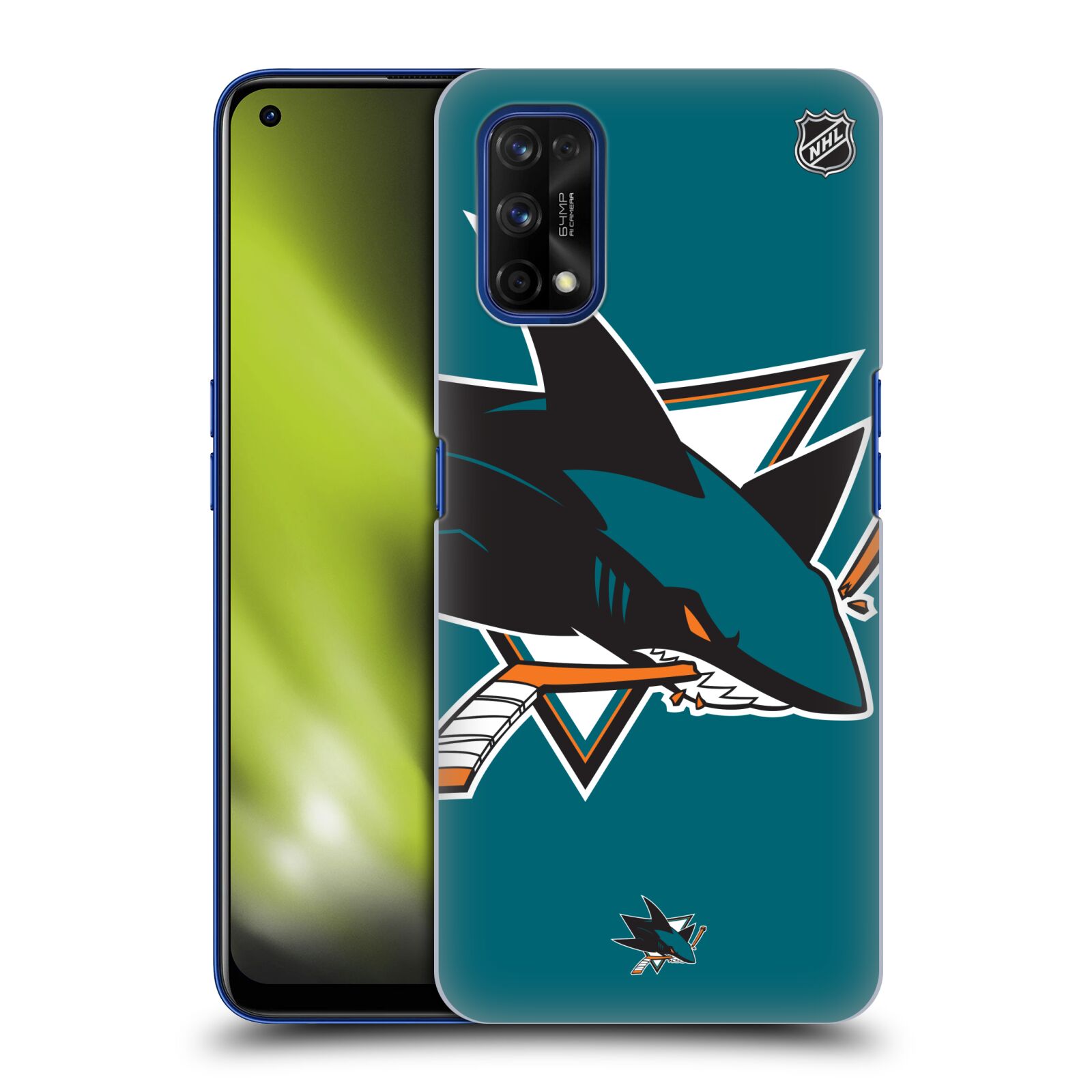 Pouzdro na mobil Realme 7 PRO - HEAD CASE - Hokej NHL - San Jose Sharks - Velký znak