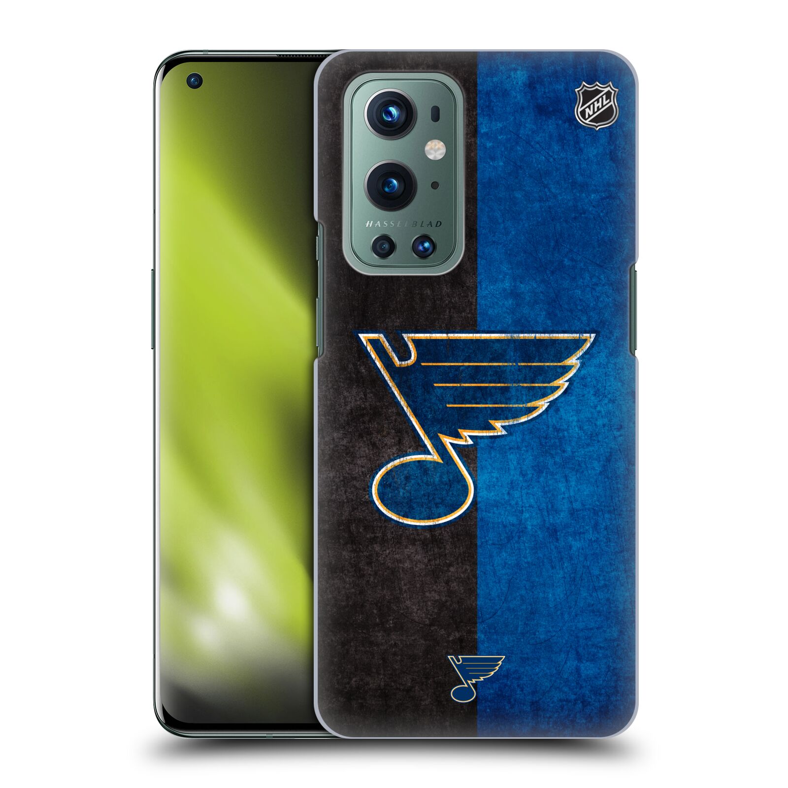 Pouzdro na mobil OnePlus 9 - HEAD CASE - Hokej NHL - St. Louis Blues - Znak dva pruhy