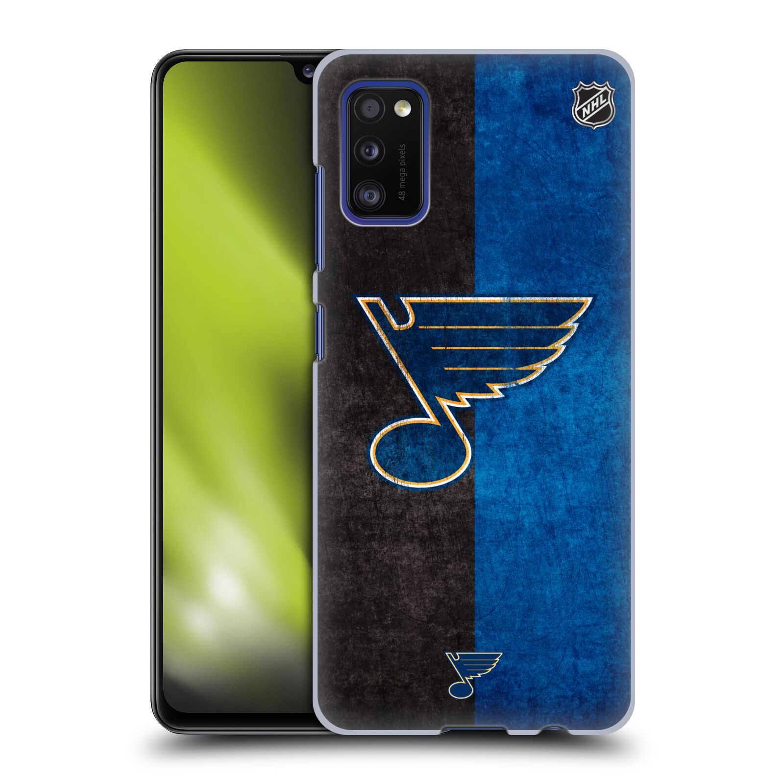 Pouzdro na mobil Samsung Galaxy A41 - HEAD CASE - Hokej NHL - St. Louis Blues - Znak dva pruhy