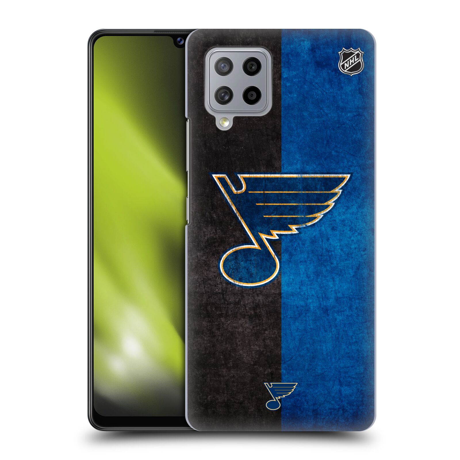 Pouzdro na mobil Samsung Galaxy A42 5G - HEAD CASE - Hokej NHL - St. Louis Blues - Znak dva pruhy