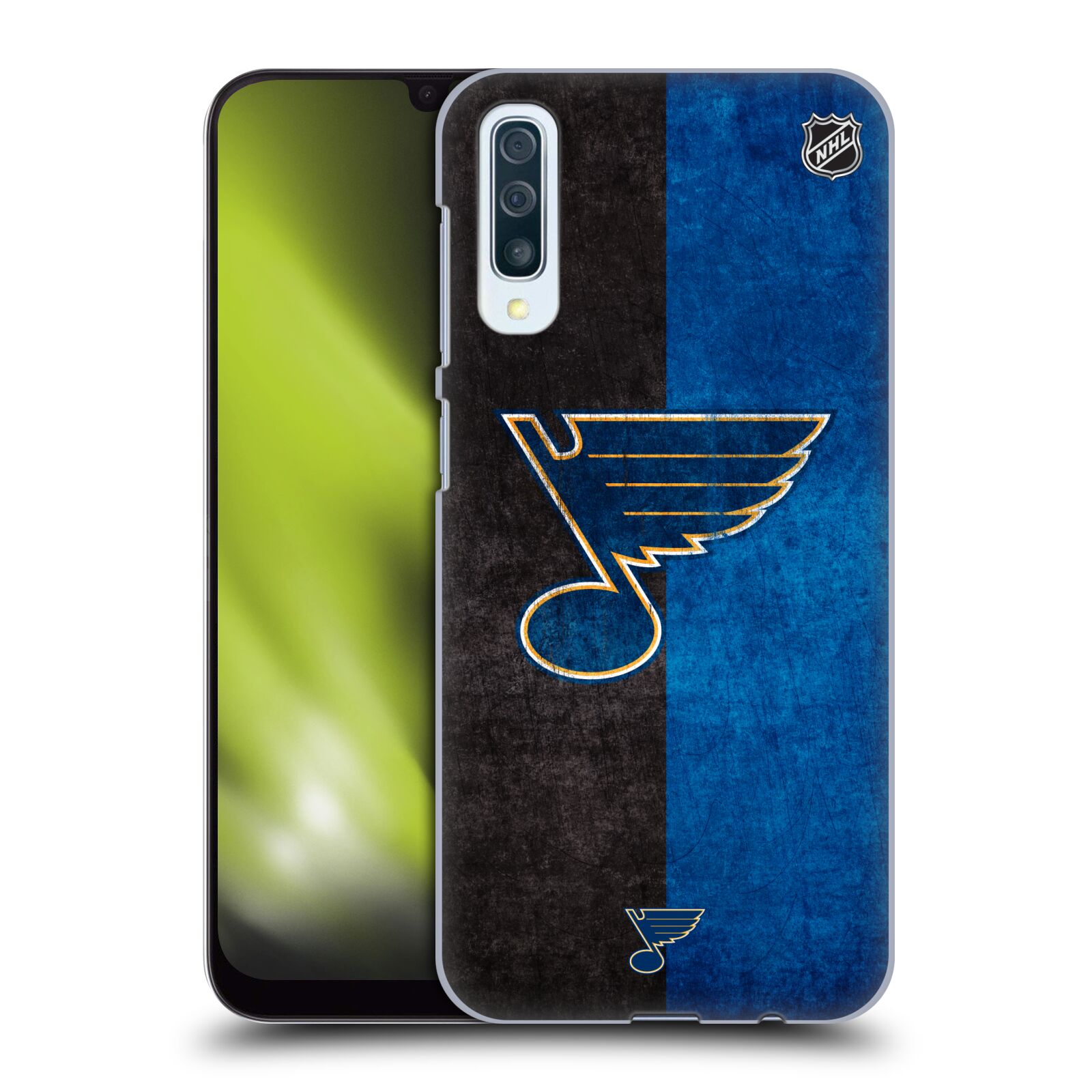 Pouzdro na mobil Samsung Galaxy A50 - HEAD CASE - Hokej NHL - St. Louis Blues - Znak dva pruhy