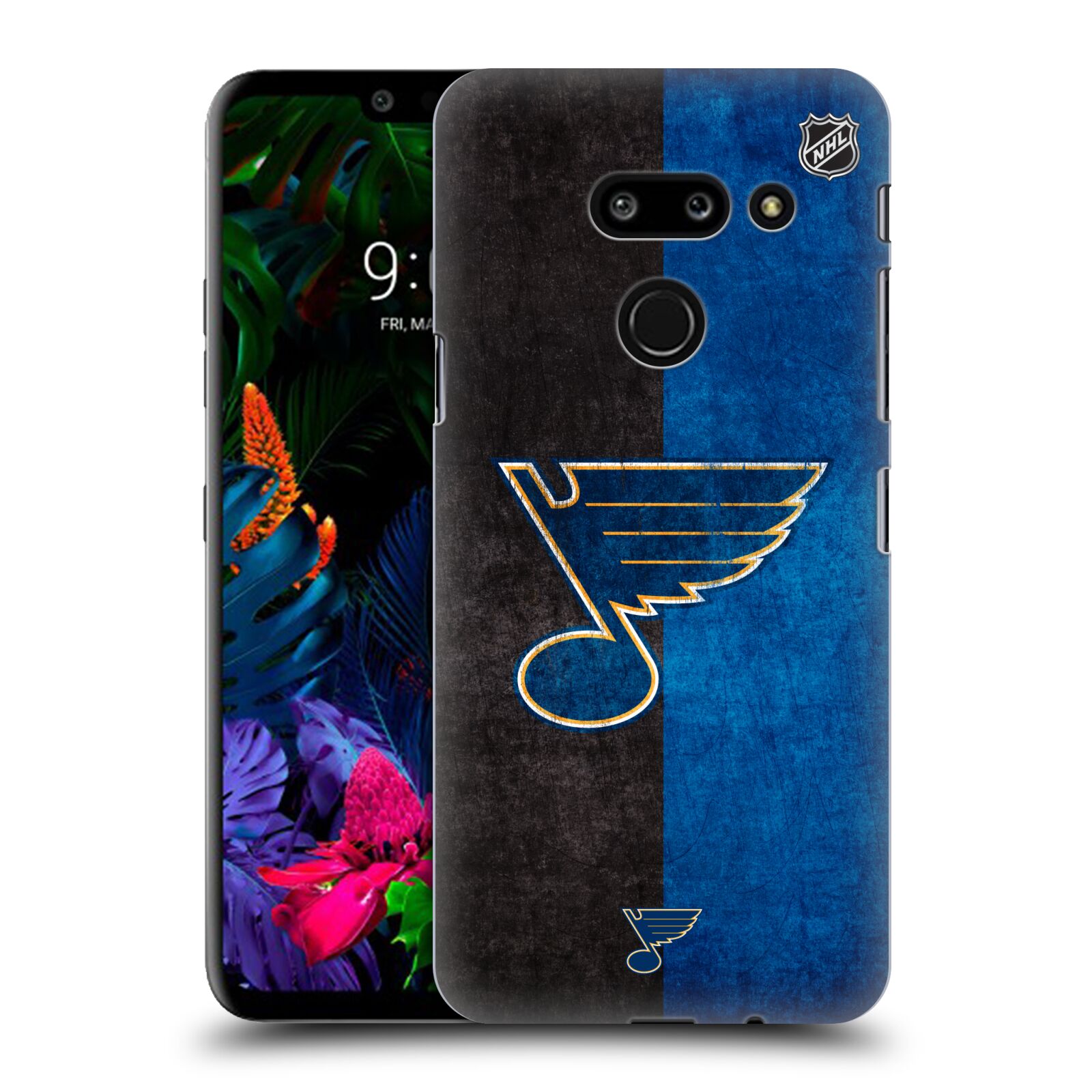Pouzdro na mobil LG G8 ThinQ - HEAD CASE - Hokej NHL - St. Louis Blues - Znak dva pruhy