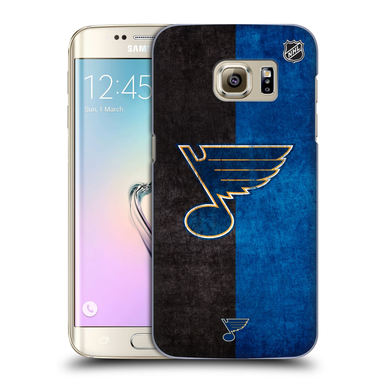 Pouzdro na mobil Samsung Galaxy S7 EDGE - HEAD CASE - Hokej NHL - St. Louis Blues - Znak dva pruhy
