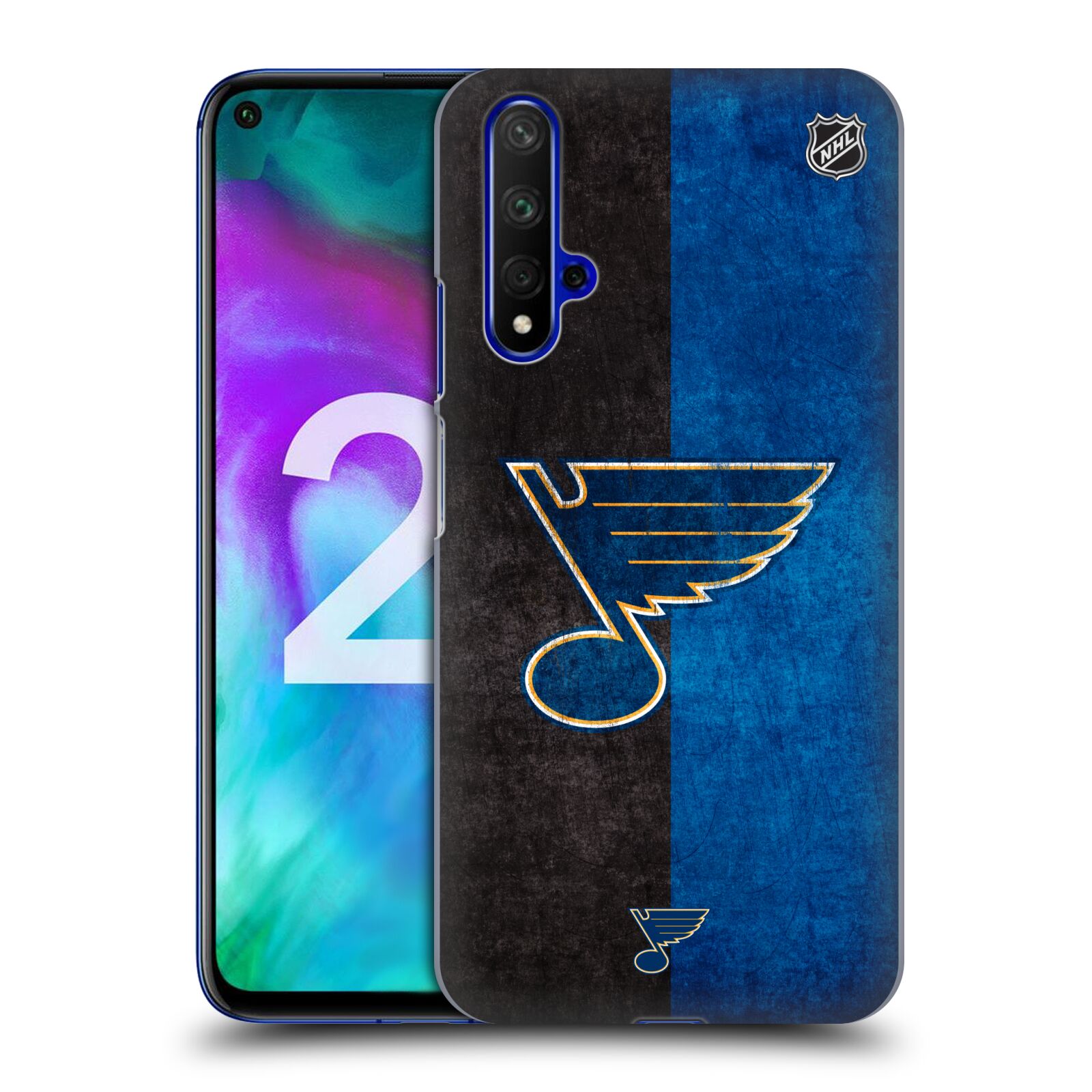Pouzdro na mobil HONOR 20 - HEAD CASE - Hokej NHL - St. Louis Blues - Znak dva pruhy