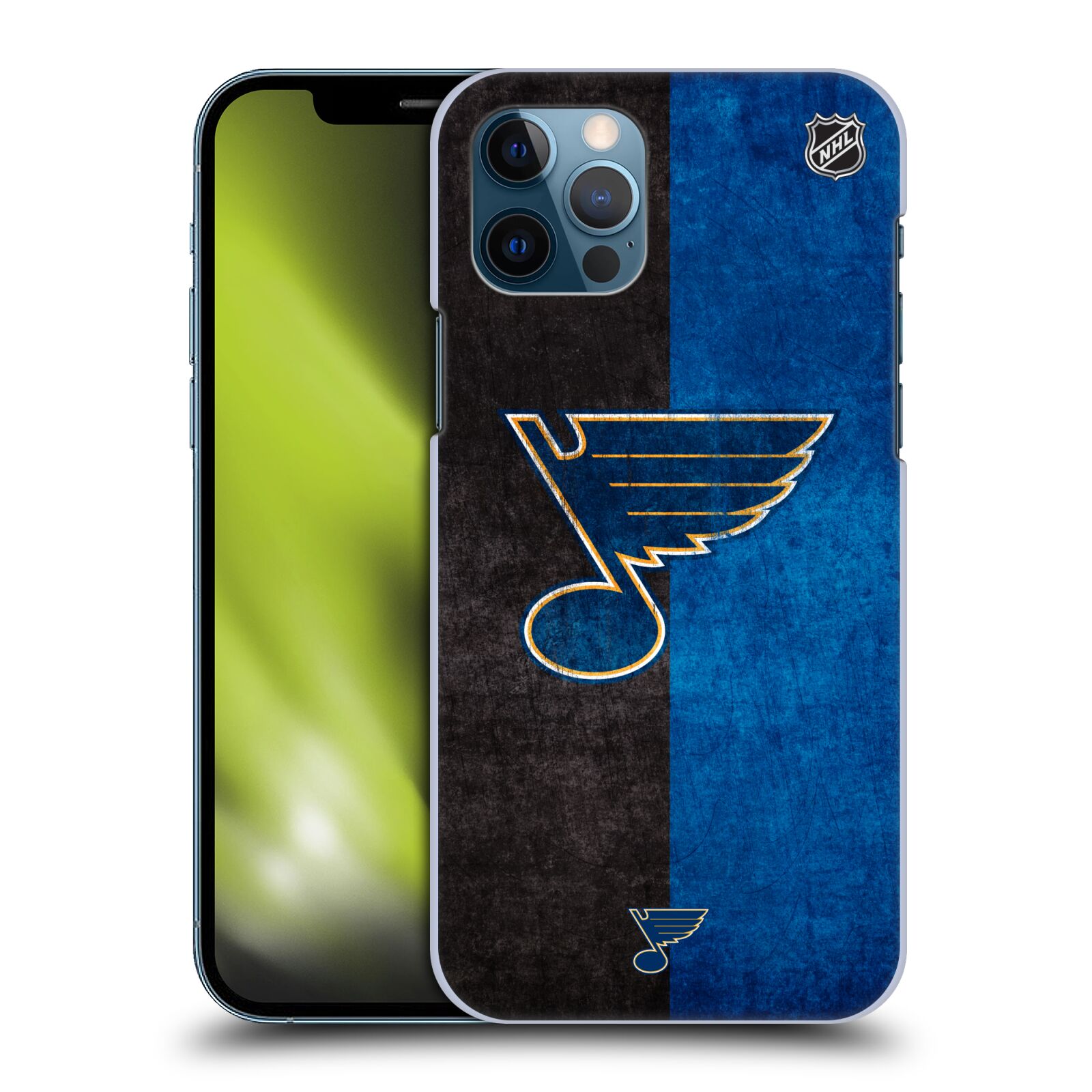 Pouzdro na mobil Apple Iphone 12 / 12 PRO - HEAD CASE - Hokej NHL - St. Louis Blues - Znak dva pruhy