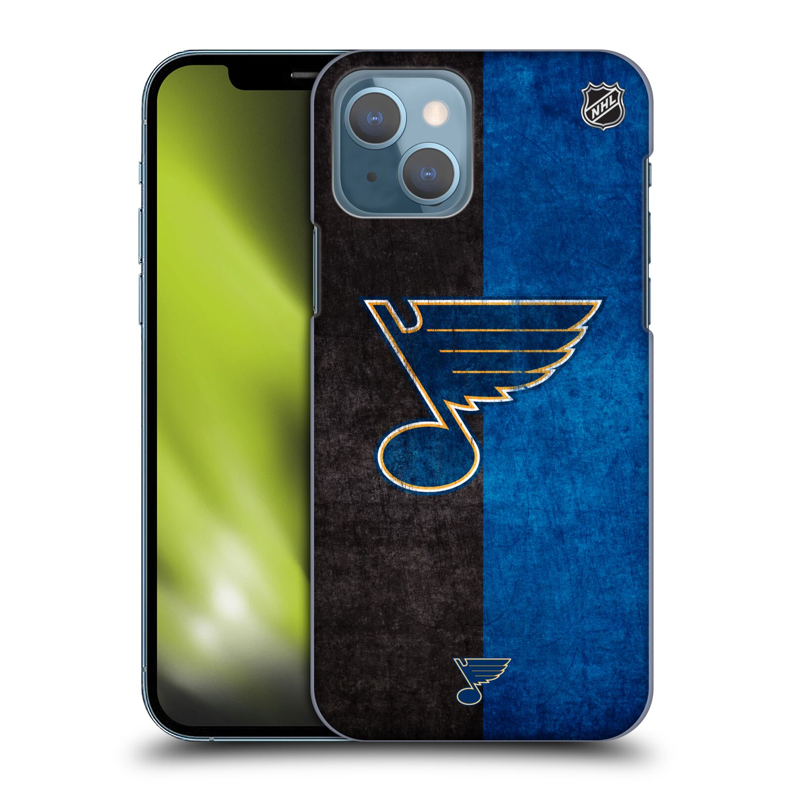 Pouzdro na mobil Apple Iphone 13 - HEAD CASE - Hokej NHL - St. Louis Blues - Znak dva pruhy
