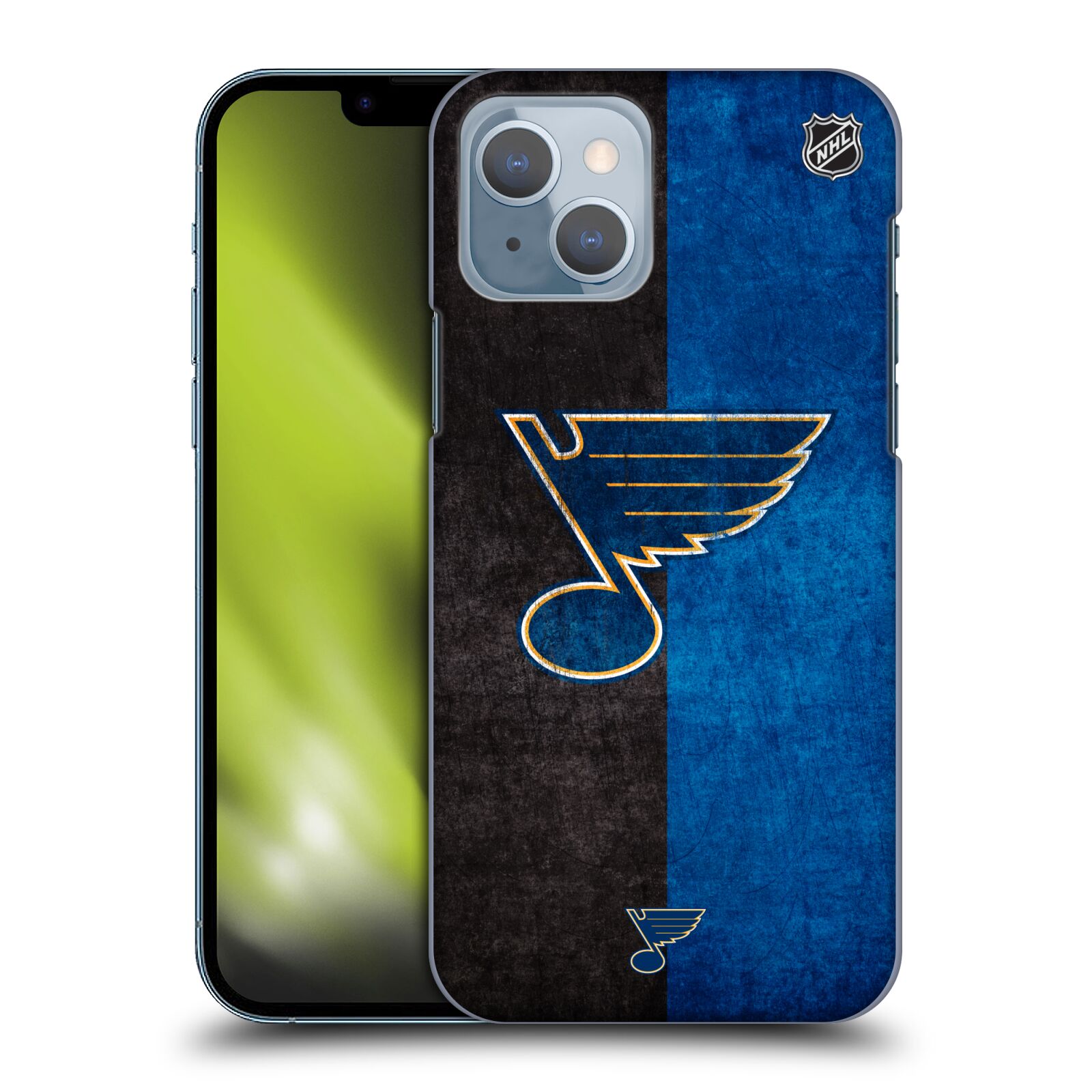 Pouzdro na mobil Apple Iphone 14 - HEAD CASE - Hokej NHL - St. Louis Blues - Znak dva pruhy