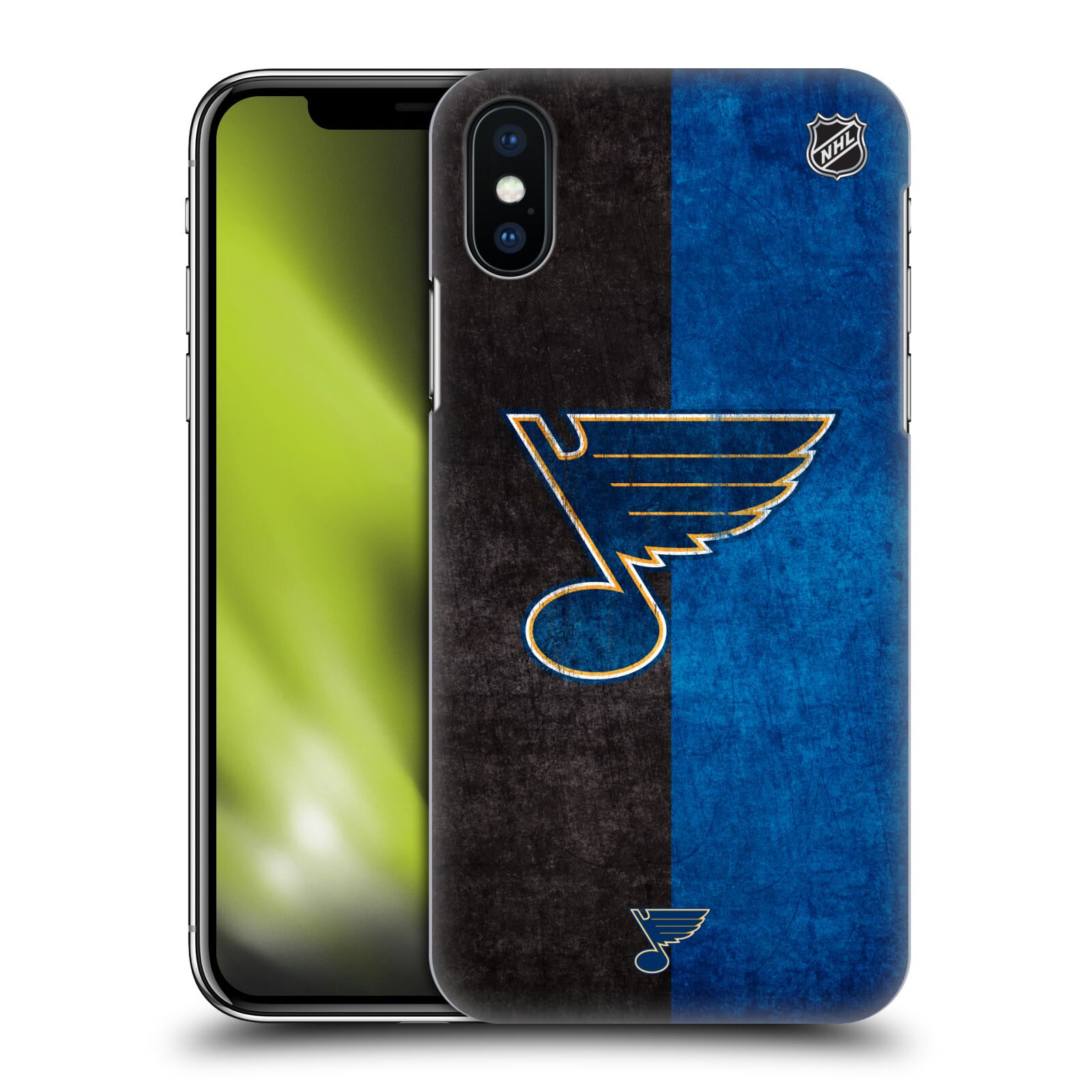 Pouzdro na mobil Apple Iphone X/XS - HEAD CASE - Hokej NHL - St. Louis Blues - Znak dva pruhy