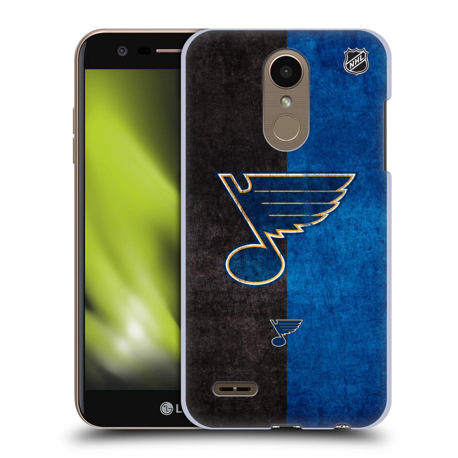 Pouzdro na mobil LG K10 2018 - HEAD CASE - Hokej NHL - St. Louis Blues - Znak dva pruhy
